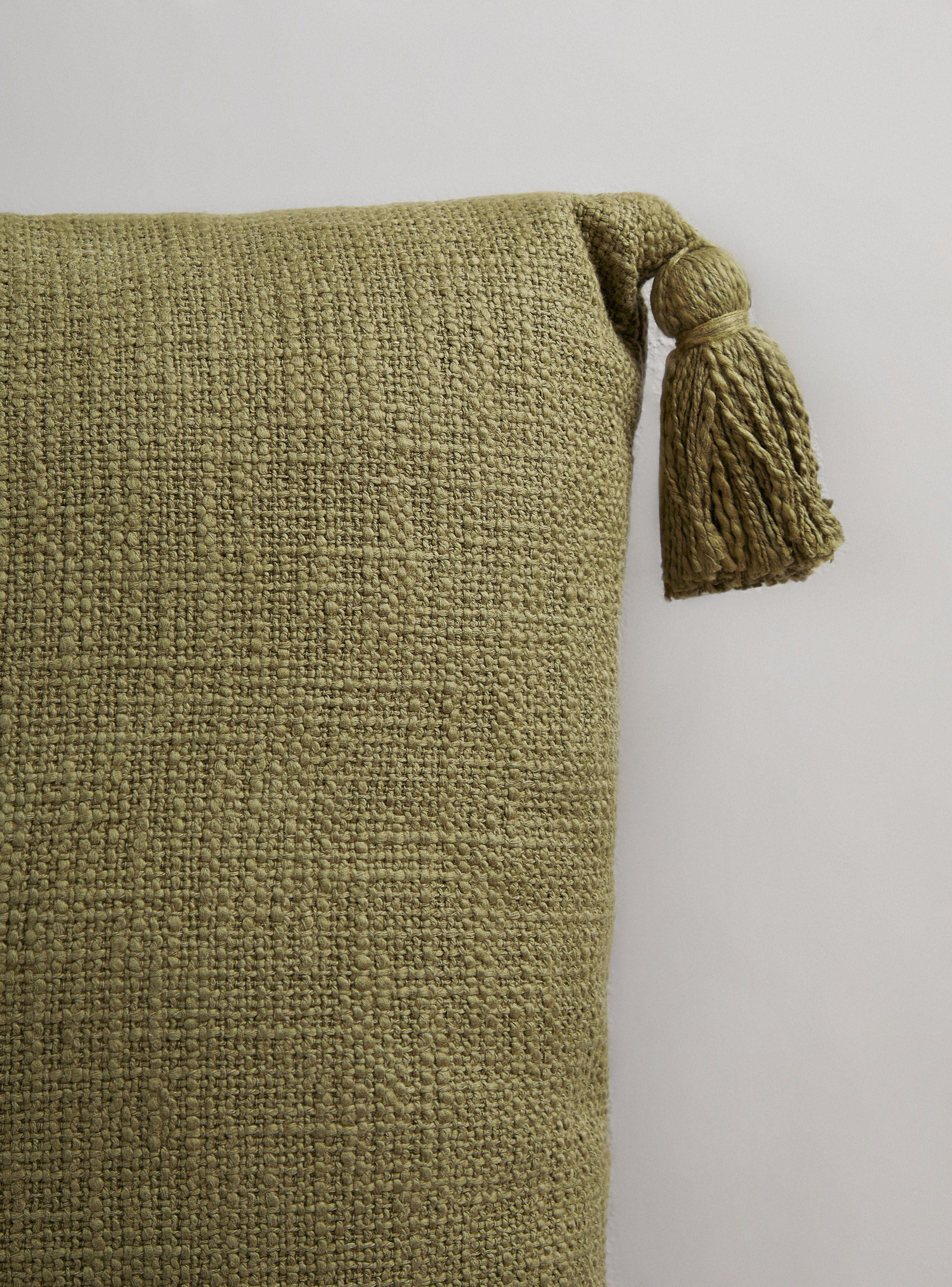 Cojín Pompón Flecos Algodón 45 x 45 cm-2