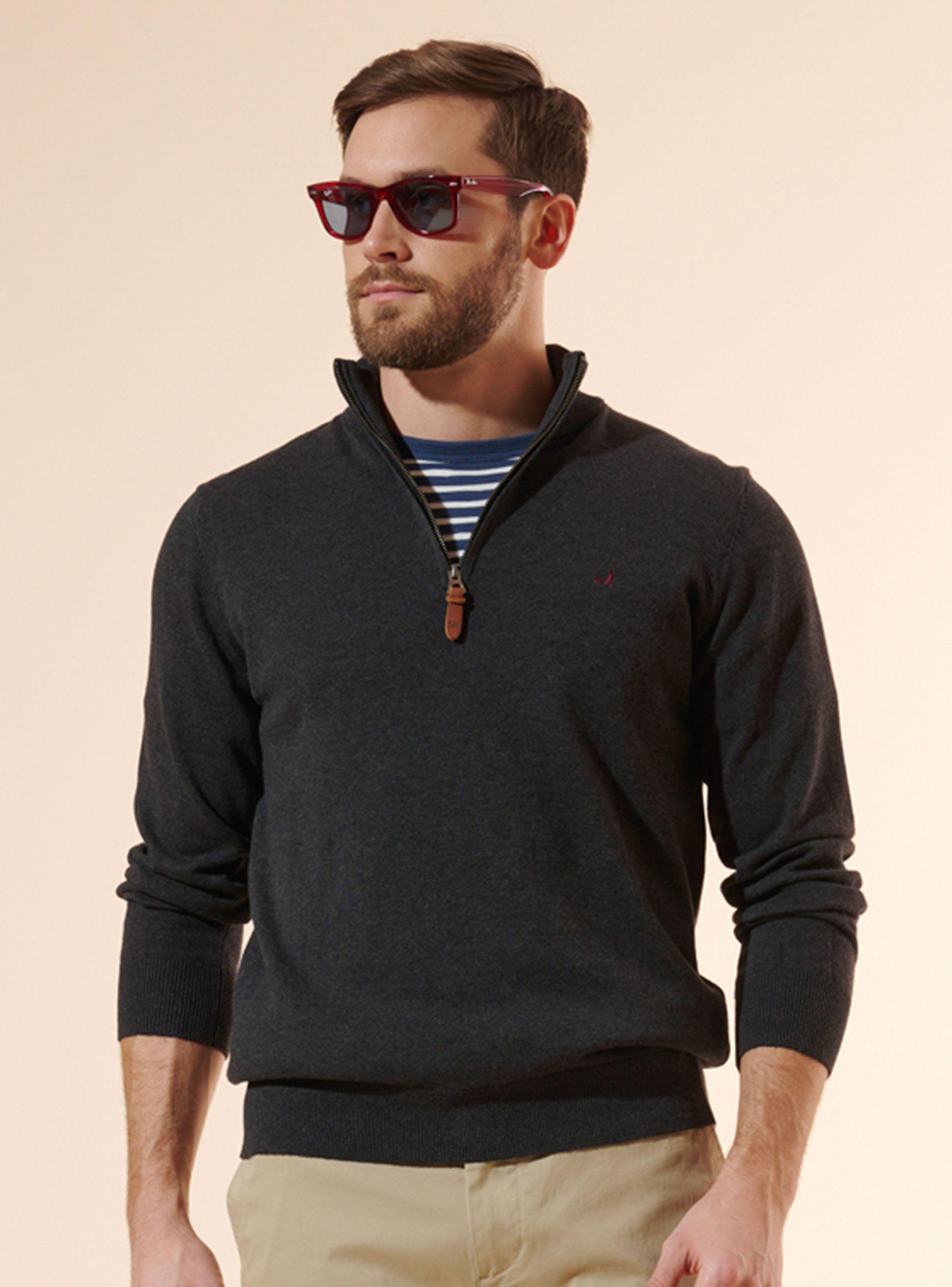 Sweater Liso Clásico Half Zipper-0
