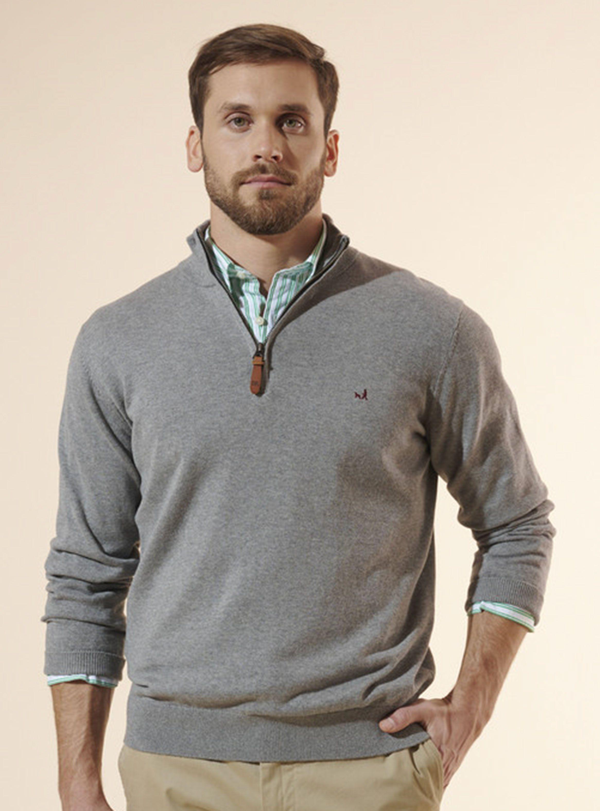 Sweater Liso Clásico Half Zipper-0