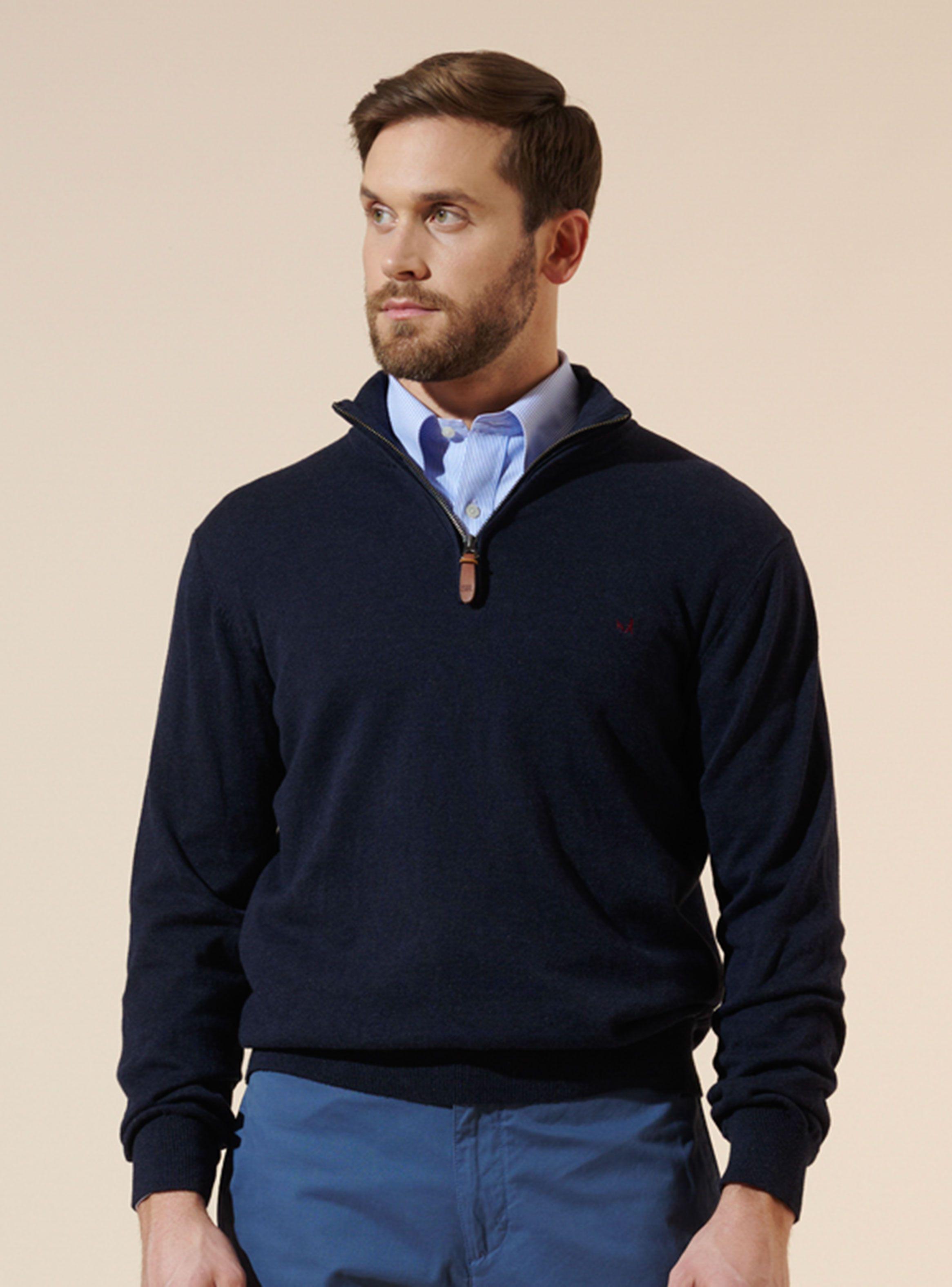 Sweater Liso Clásico Half Zipper-0