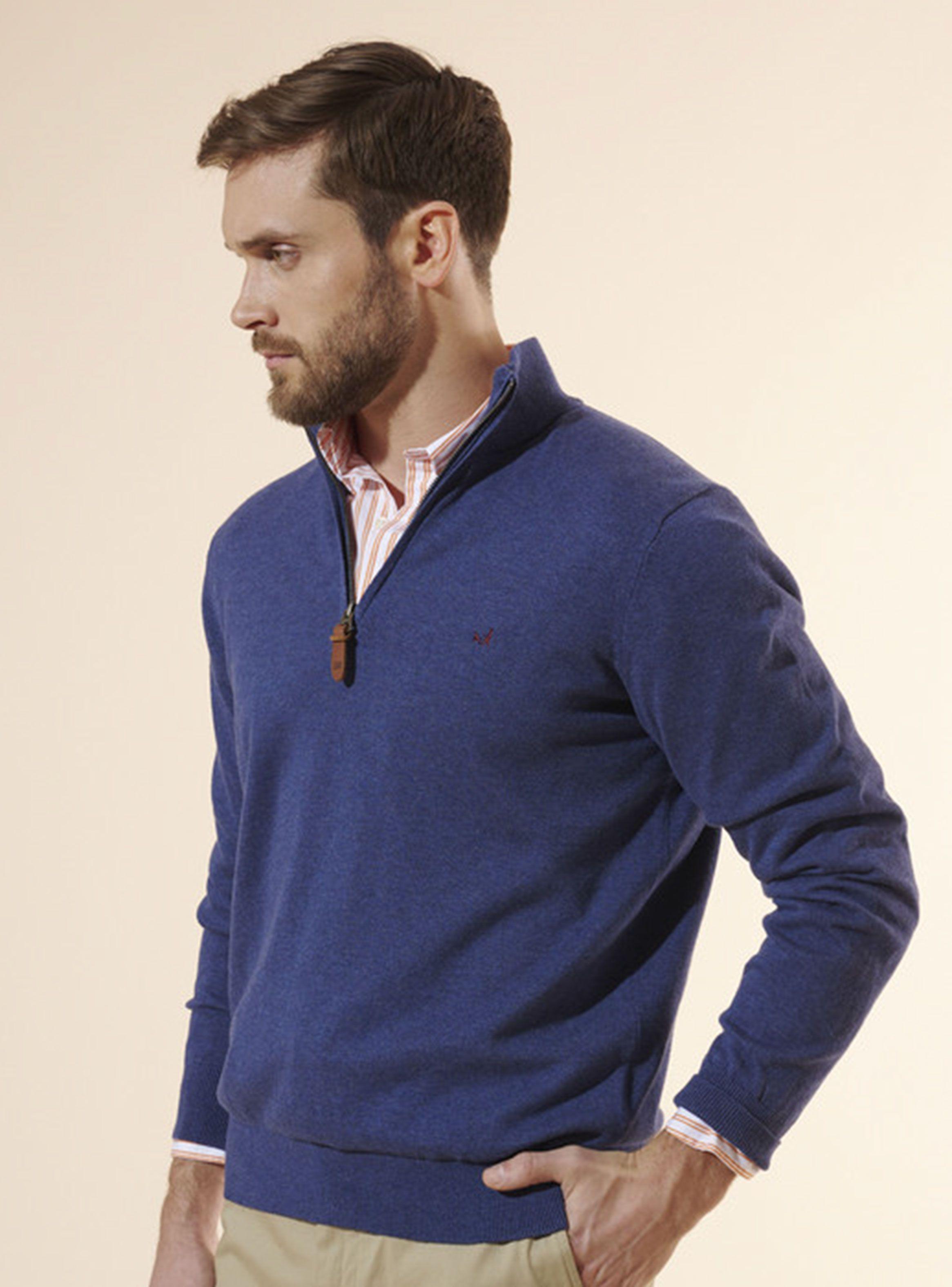 Sweater Liso Clásico Half Zipper-0