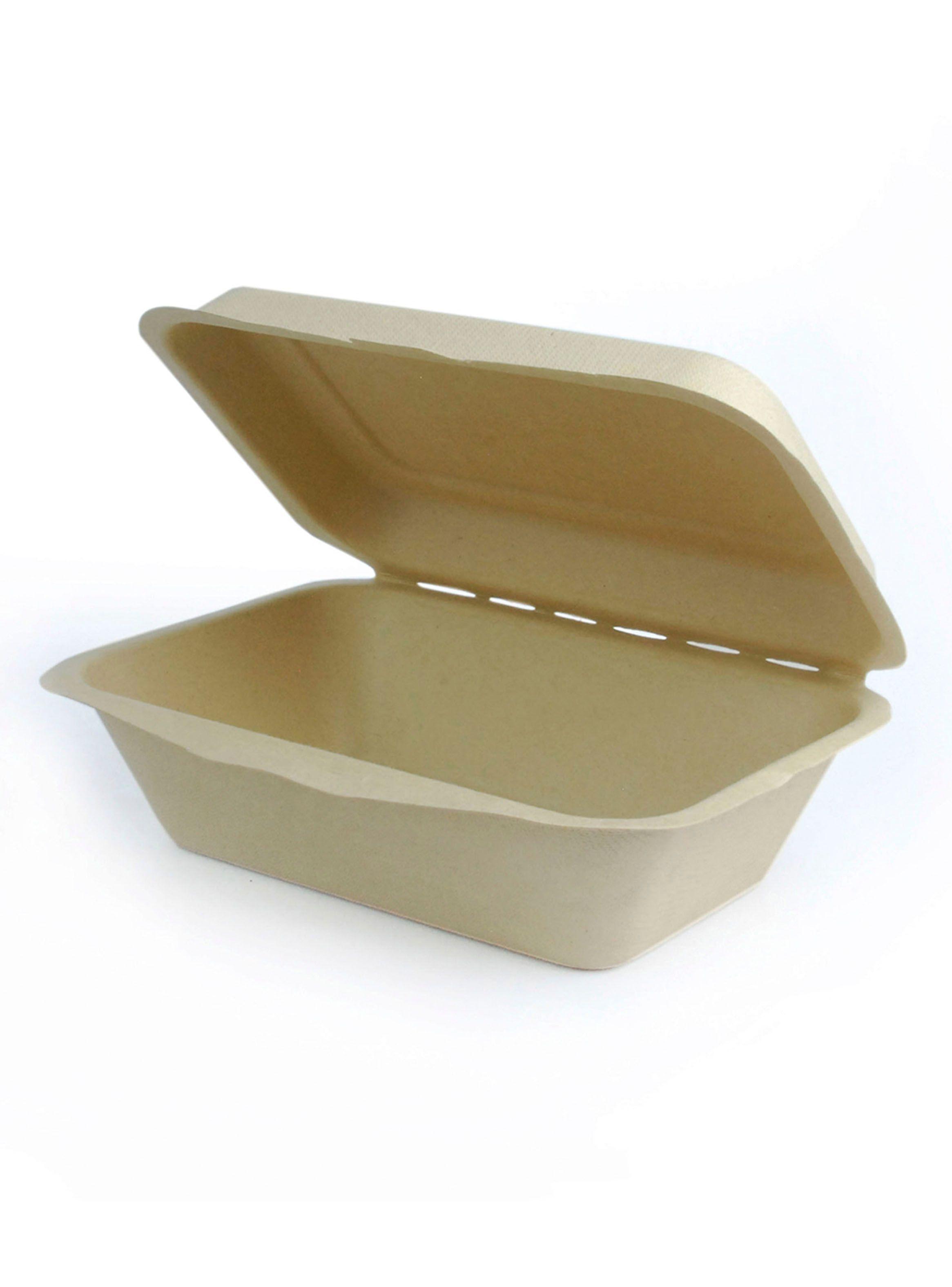 500 Almejas Rectangulares Biodegradable 600 ml Paja de Trigo-0