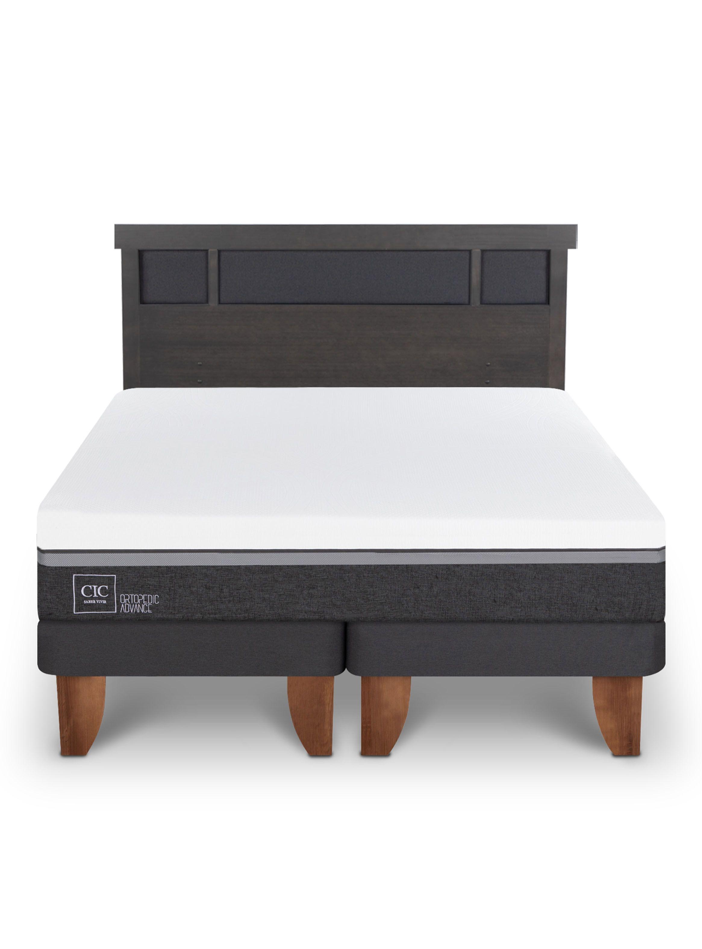 Cama Europea Ortopedic Advance Base Dividida 2 Plazas + Respaldo Dublin Gris-2