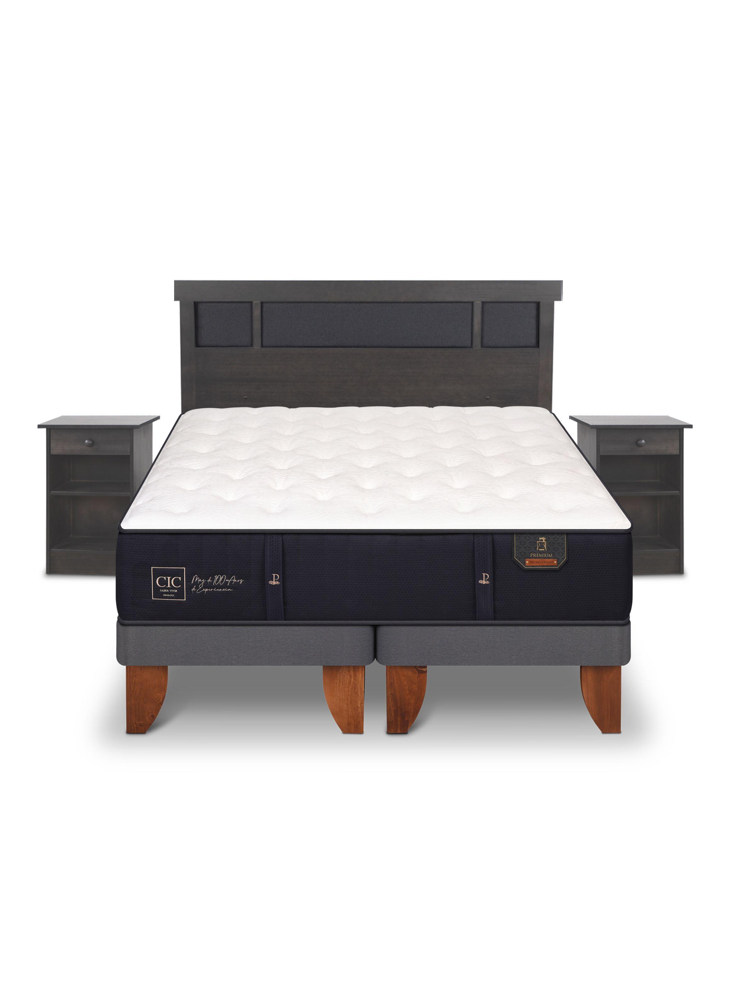 Cama Europea Premium 2 Plazas Base Dividida + Set de Muebles Dublín-2