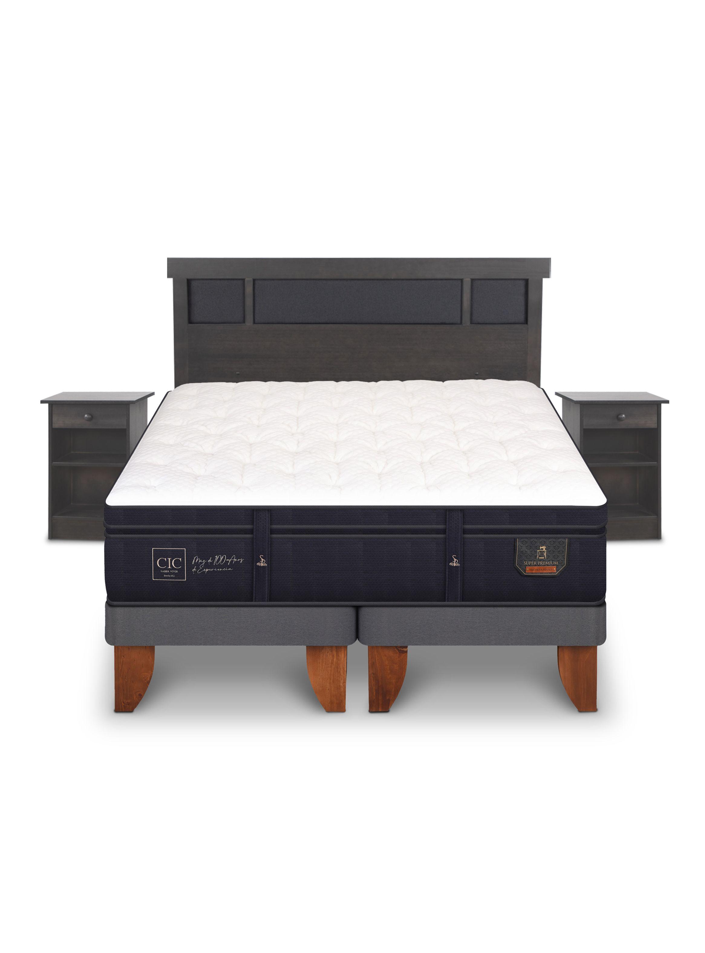 Cama Europea Súper Premium 2 Plazas Base Dividida + Set de Muebles Dublín-2