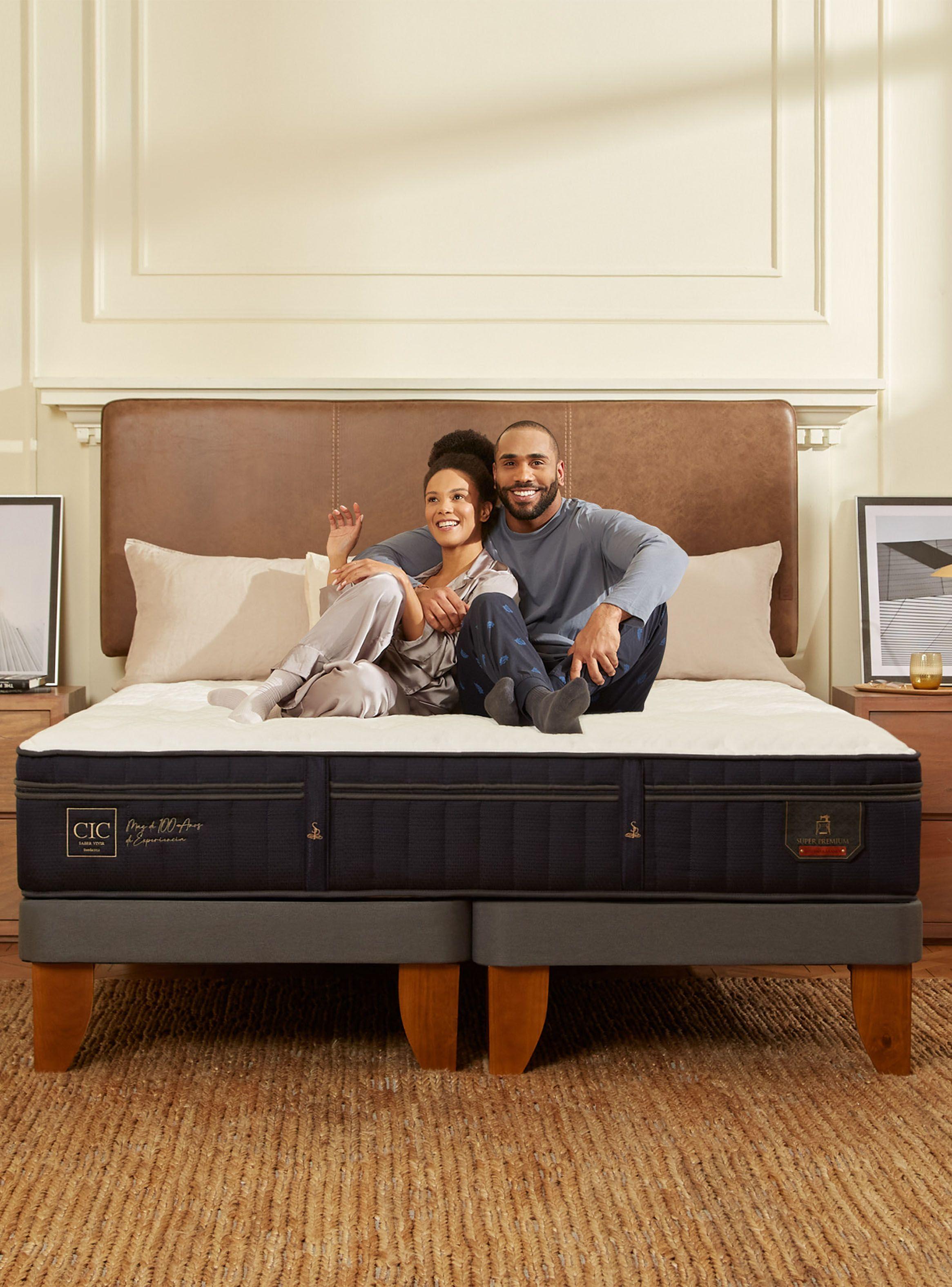 Cama Europea Super Premium Base Dividida 2 Plazas + Respaldo Torino Gris-4