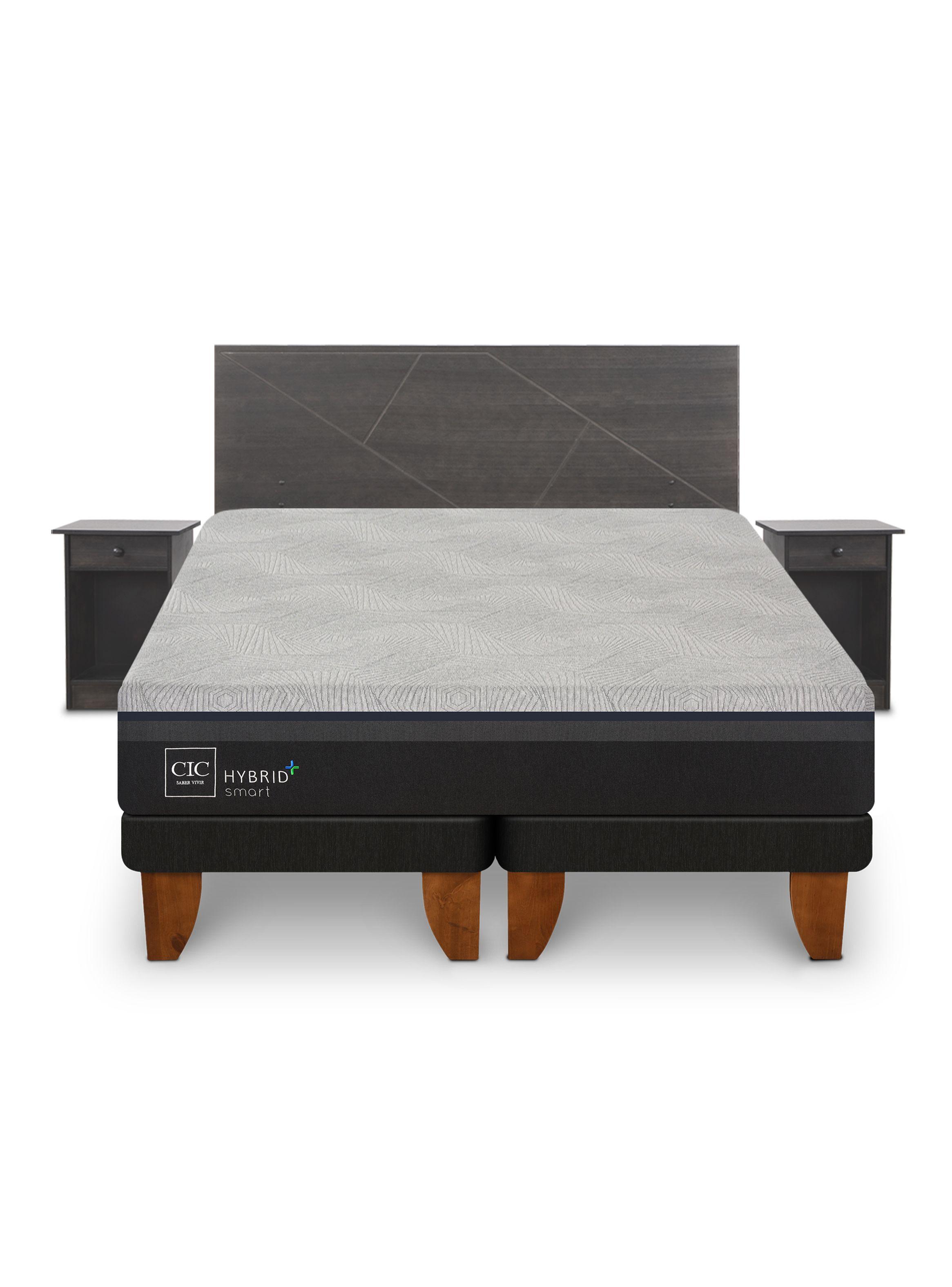 Cama Europea Hybrid Plus Infinity 2 Plazas Base Dividida + Set de Muebles Villarrica-2