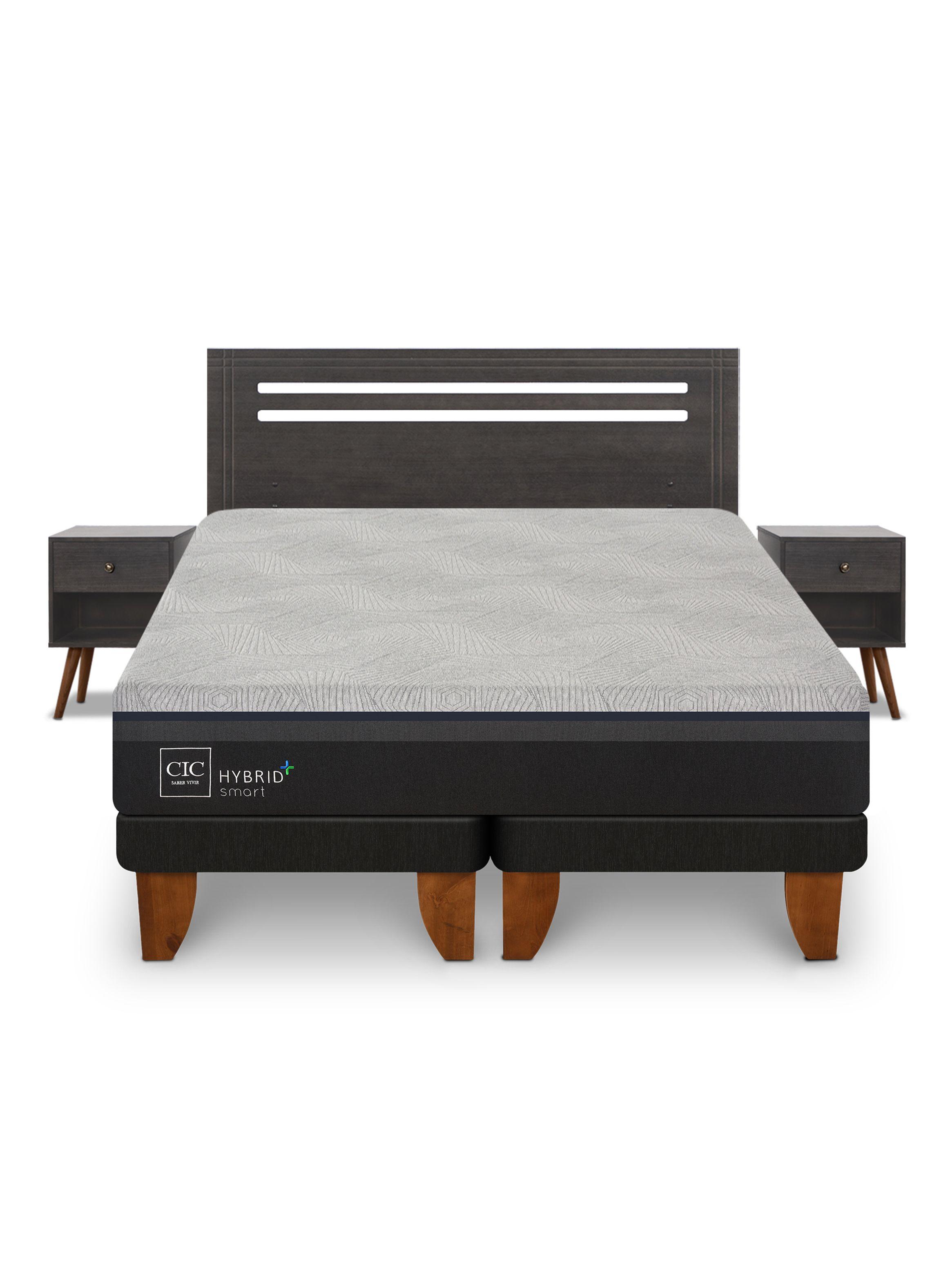 Cama Europea Hybrid Plus Infinity 2 Plazas Base Dividida + Set de Muebles Múnich-2