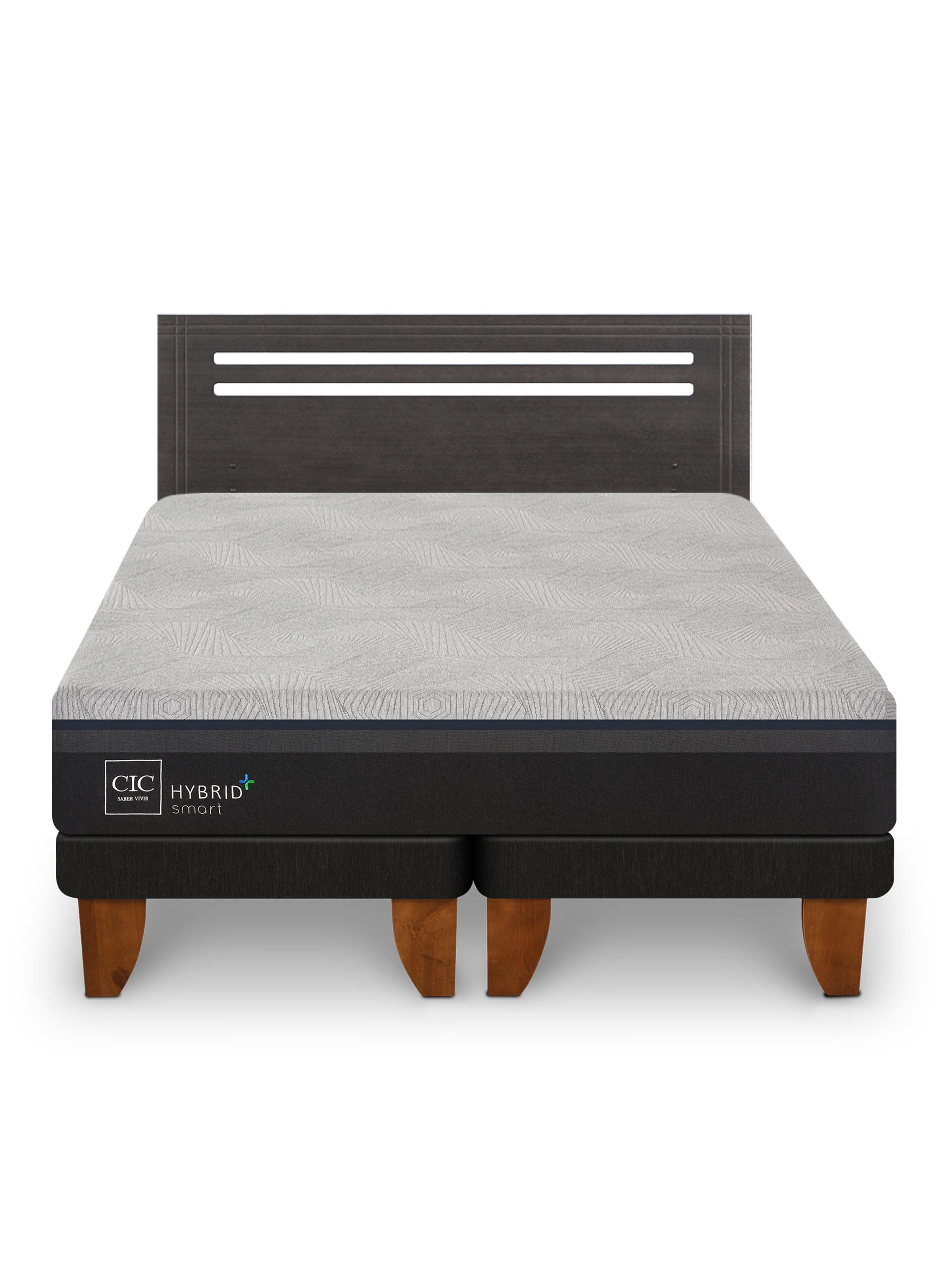 Cama Europea Hybrid Plus Infinity 2 Plazas Base Dividida + Respaldo Múnich-2
