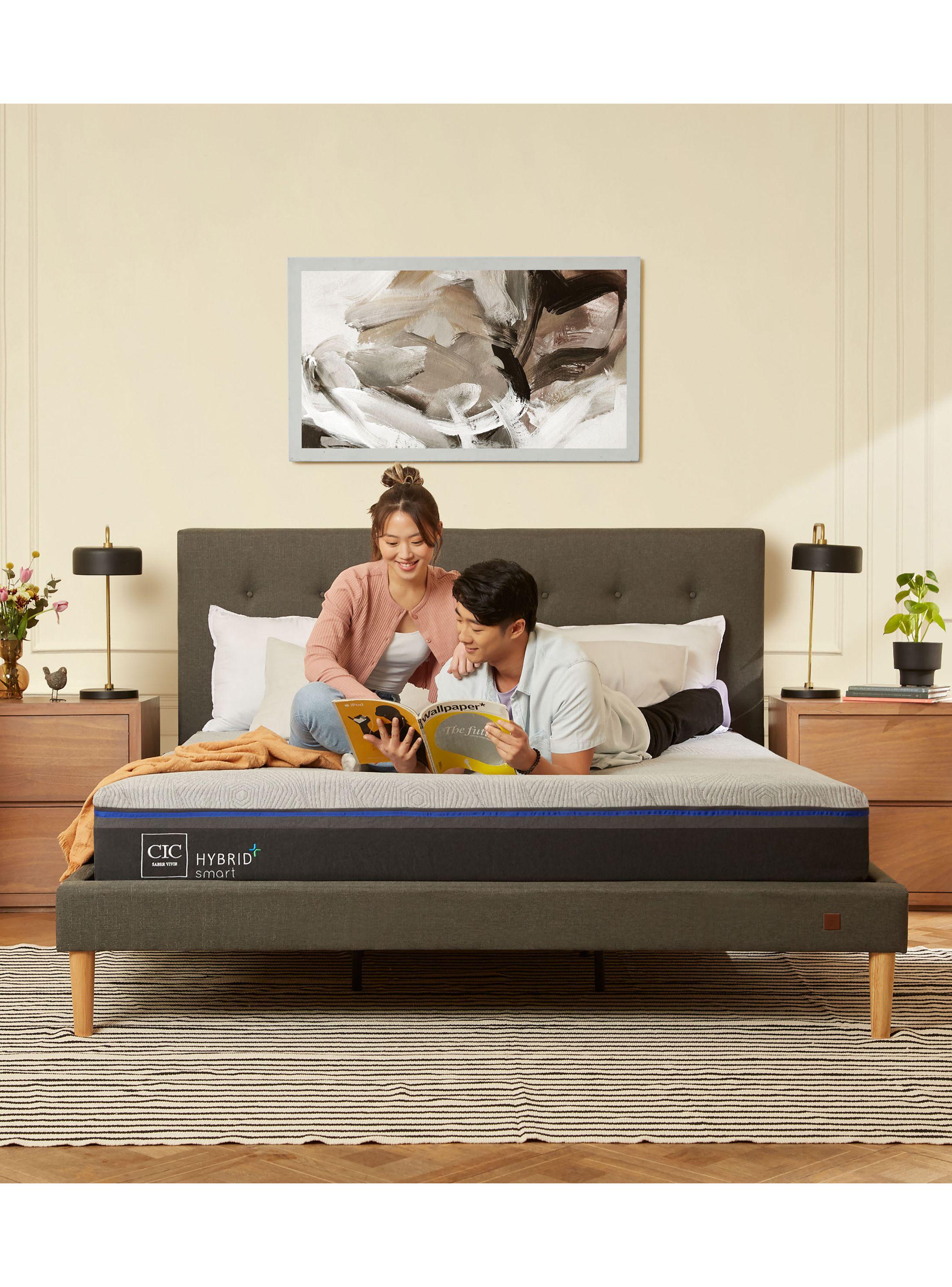 Cama Europea Hybrid Plus Infinity 2 Plazas Base Dividida + Respaldo Dublín-4