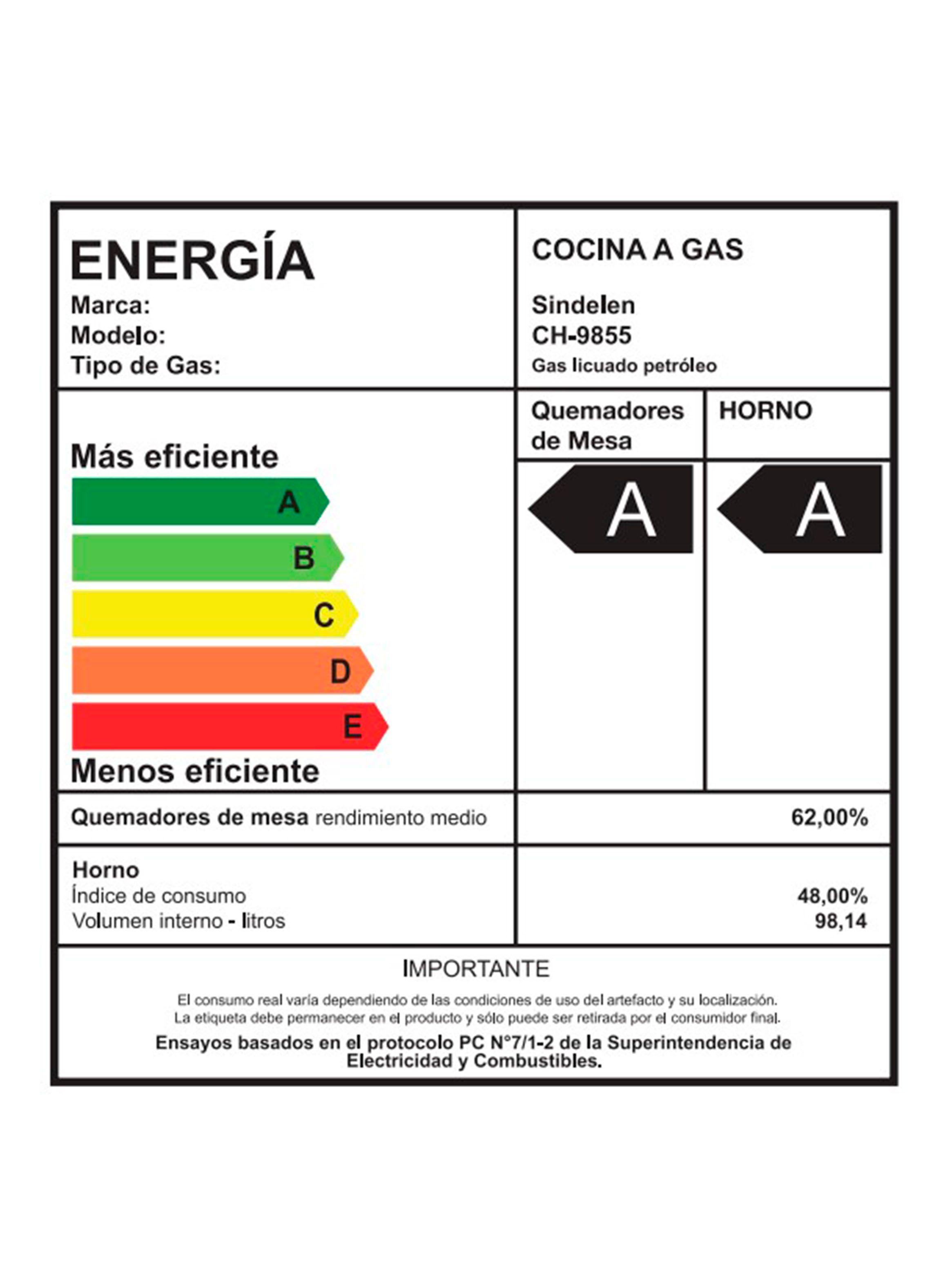Cocina a Gas 5 Quemadores CH-9855NG Negro Inox-6