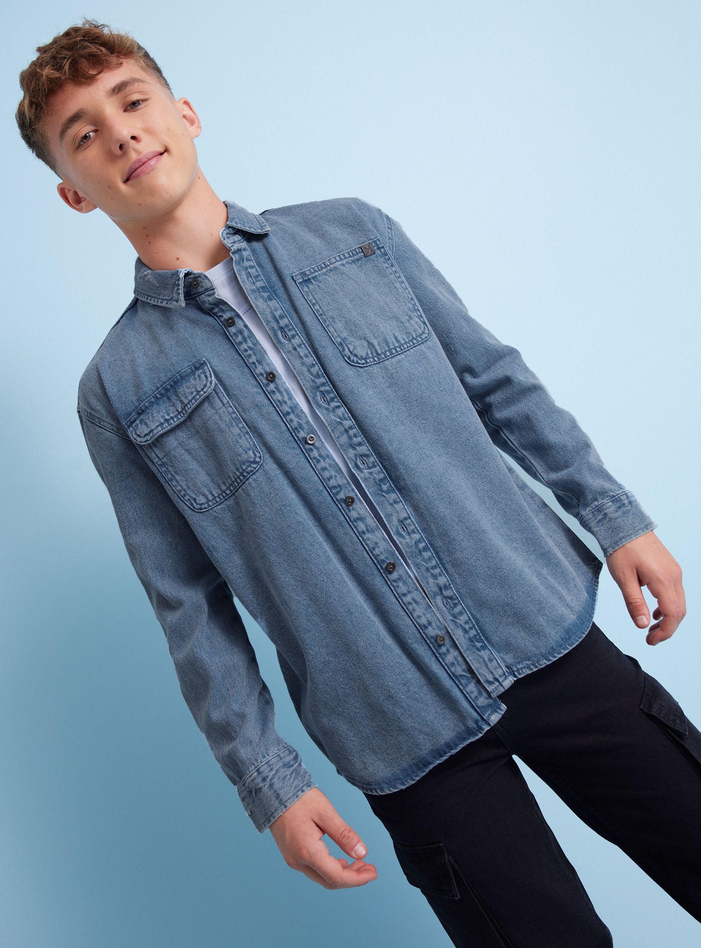 Camisa de Vestir Denim con Dos Bolsillos-0