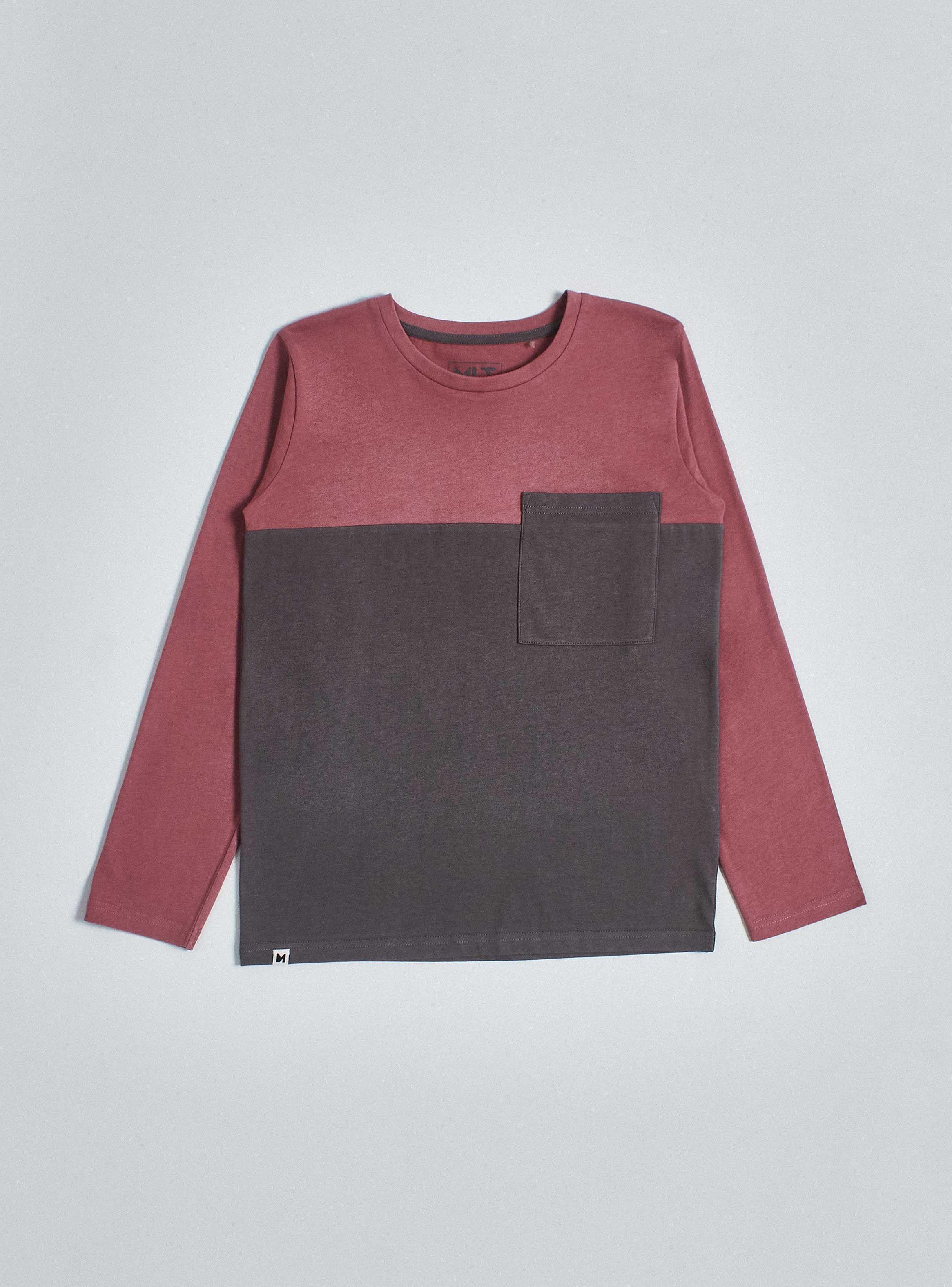Polera Bicolor con Corte y Bolsillo en el Pecho-0