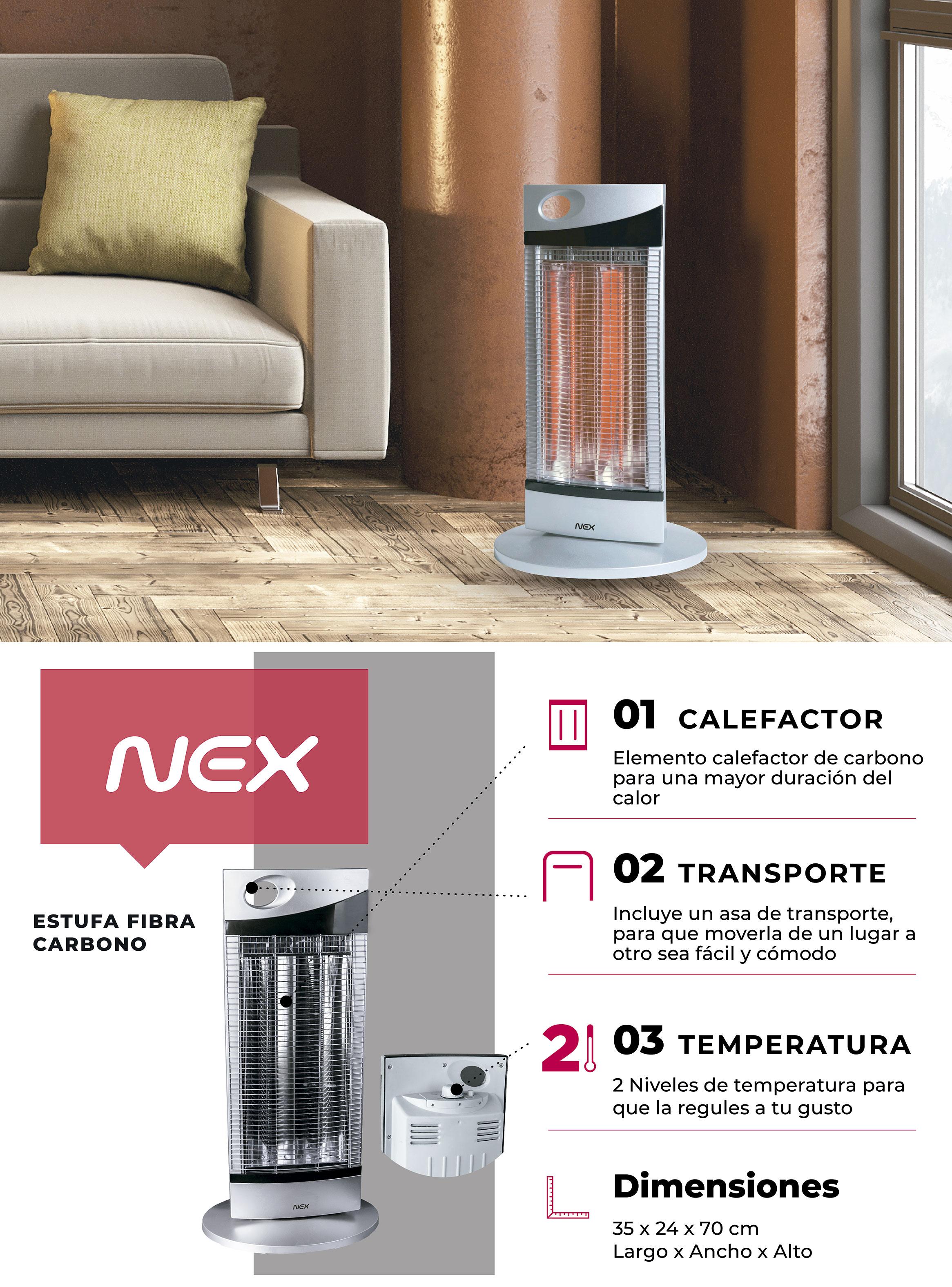Estufa Carbono 800W CRH1000 Plateado-5
