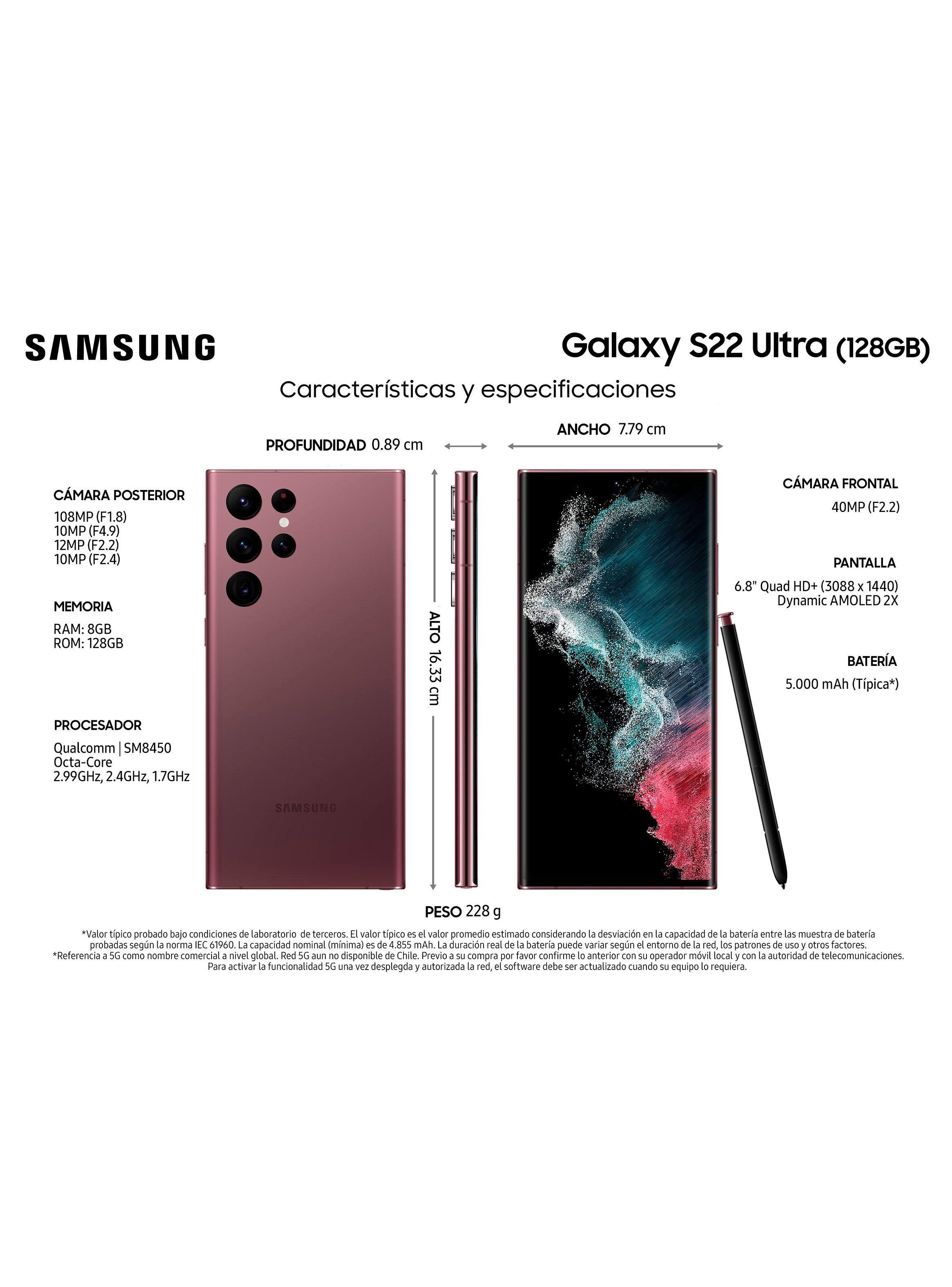 Smartphone Galaxy S22 Ultra 128GB Burgundy-2