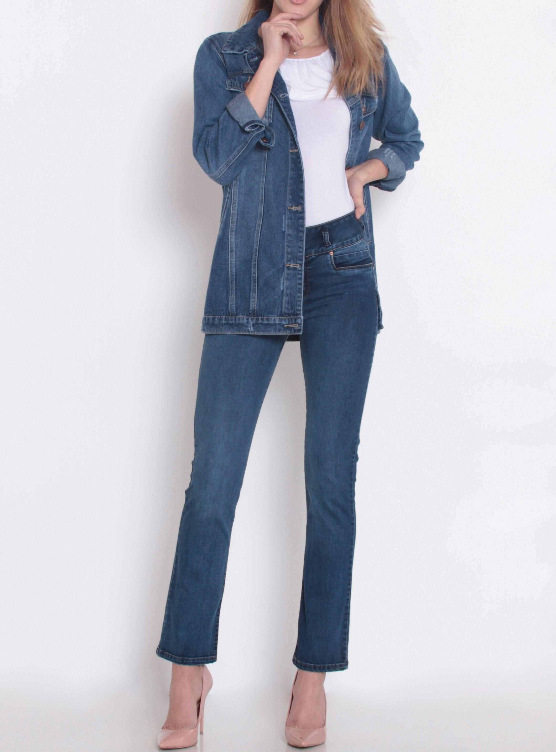 Jeans Tiro Alto Diseño Bootcut Botón Wados-3