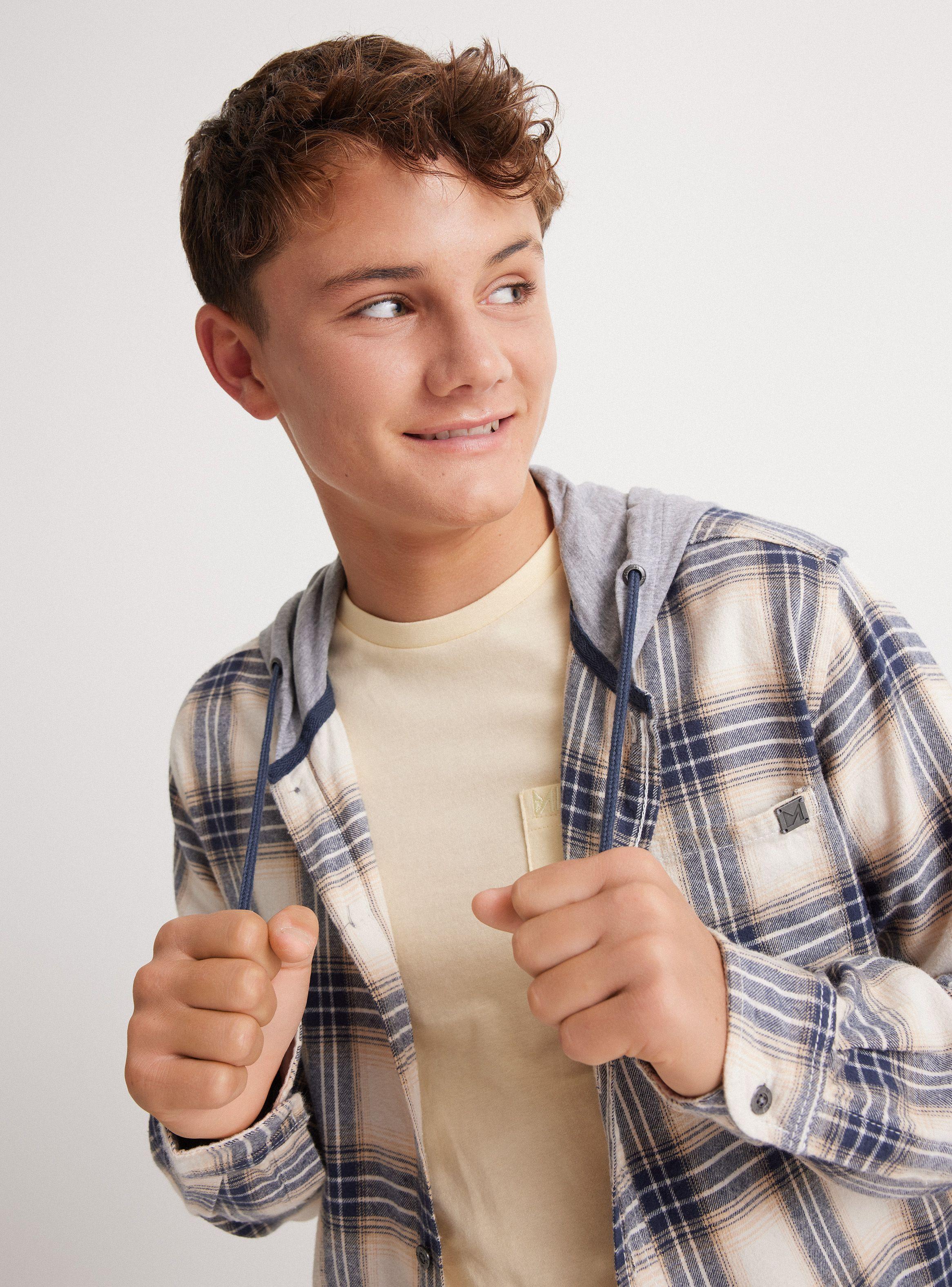 Camisa de vestir Cuadrillé Con Gorro Tipo Polera-1