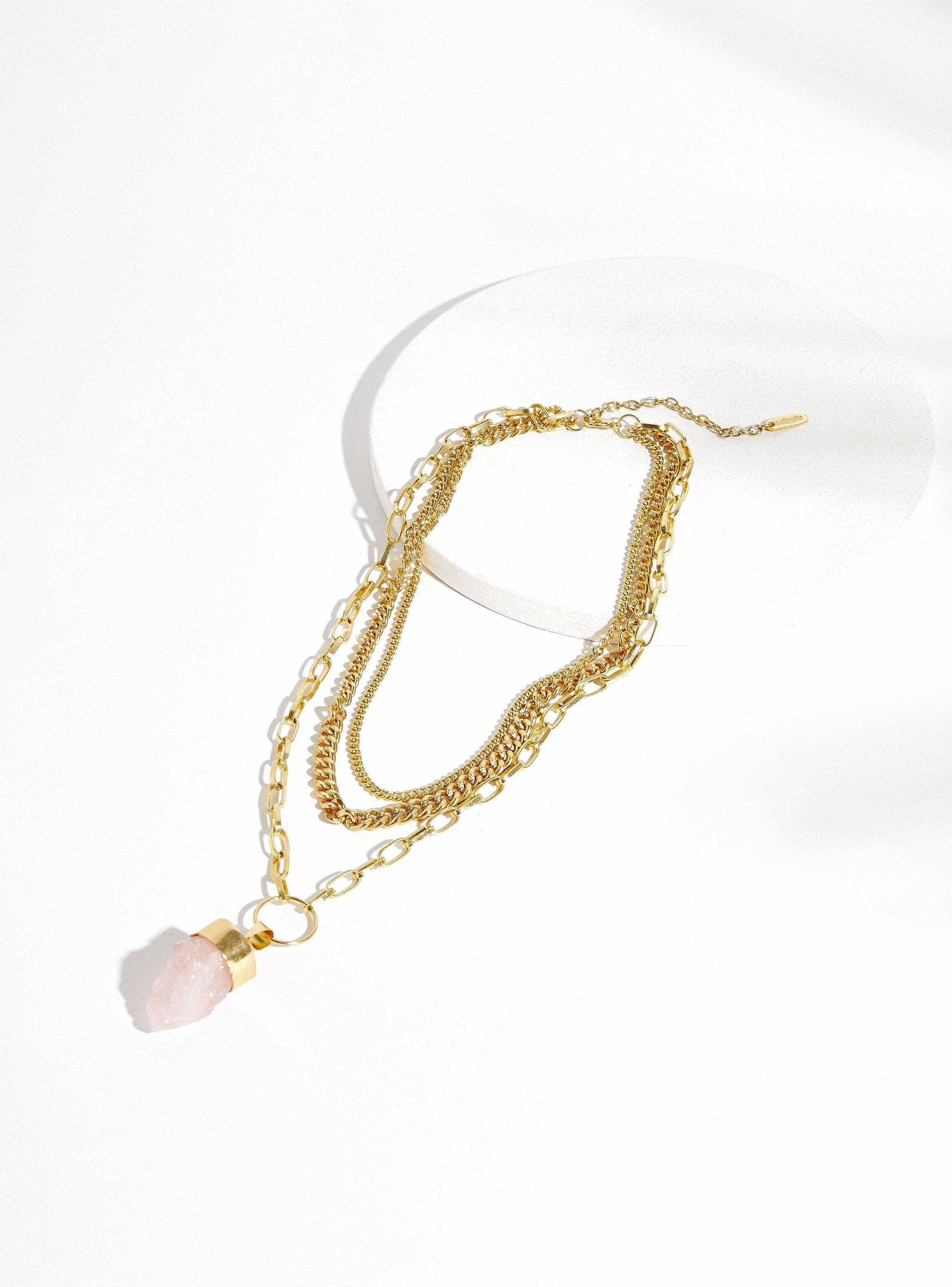 Collar Cadena y Piedra Triple Vuelta-2