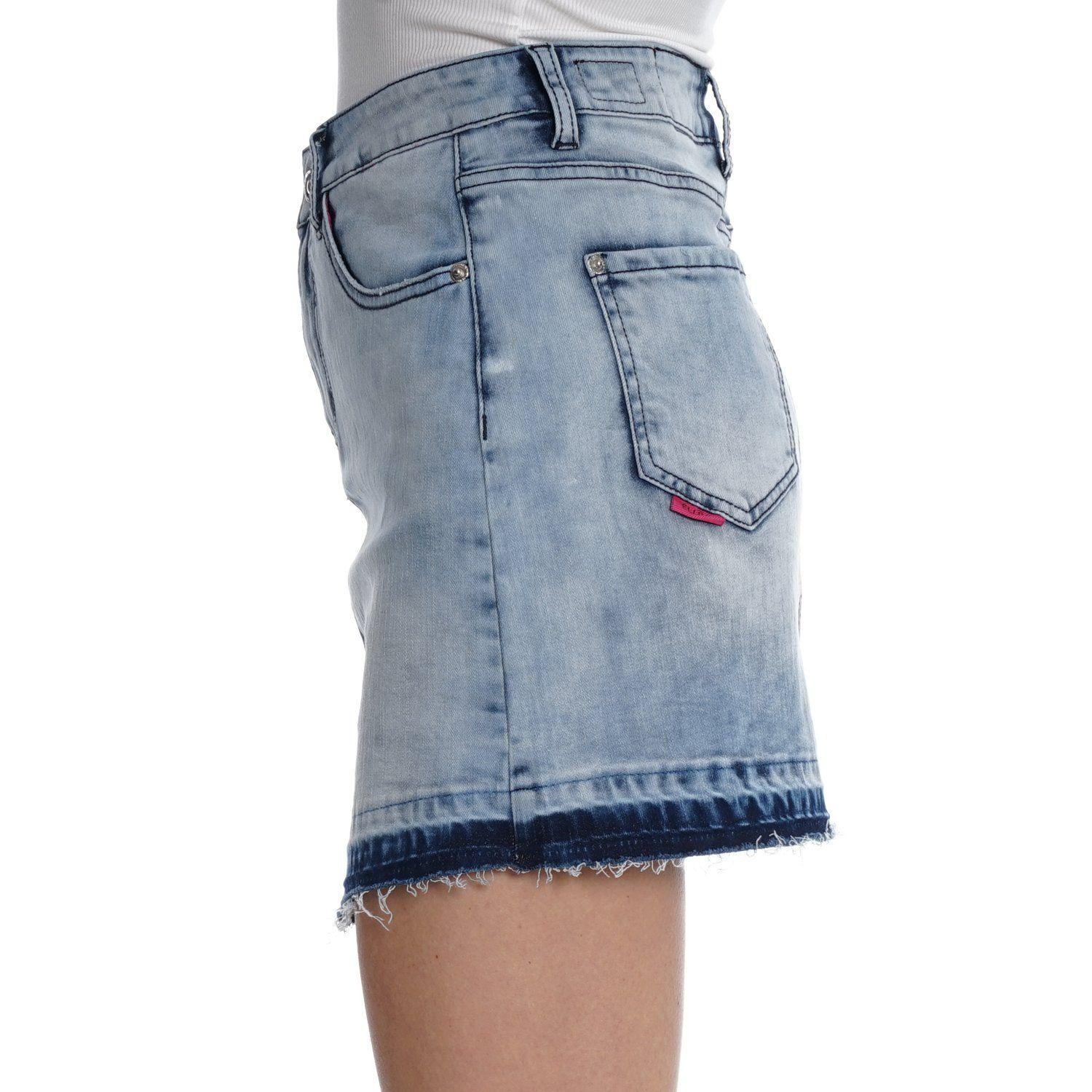 Falda Denim Med Light Blue Basta Deconstruida-2