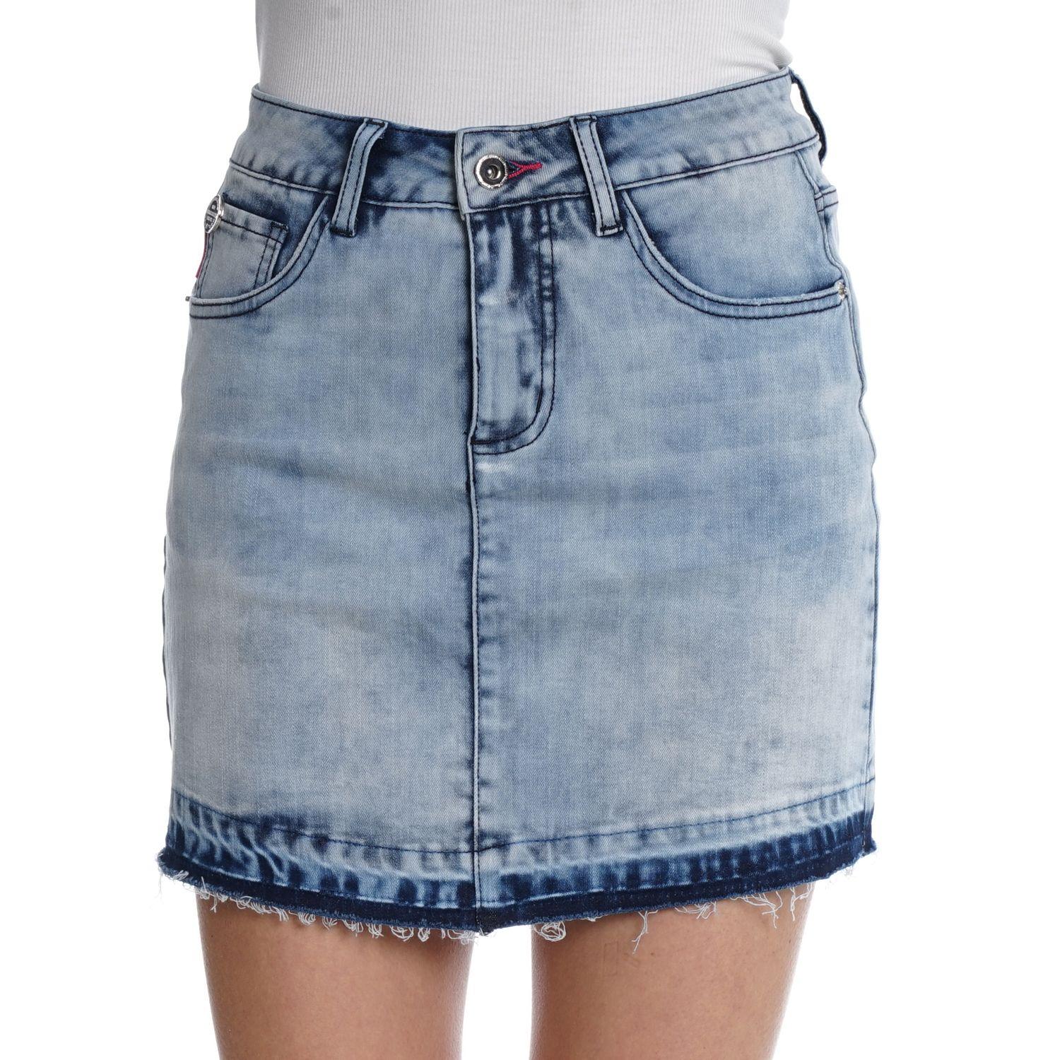 Falda Denim Med Light Blue Basta Deconstruida-0