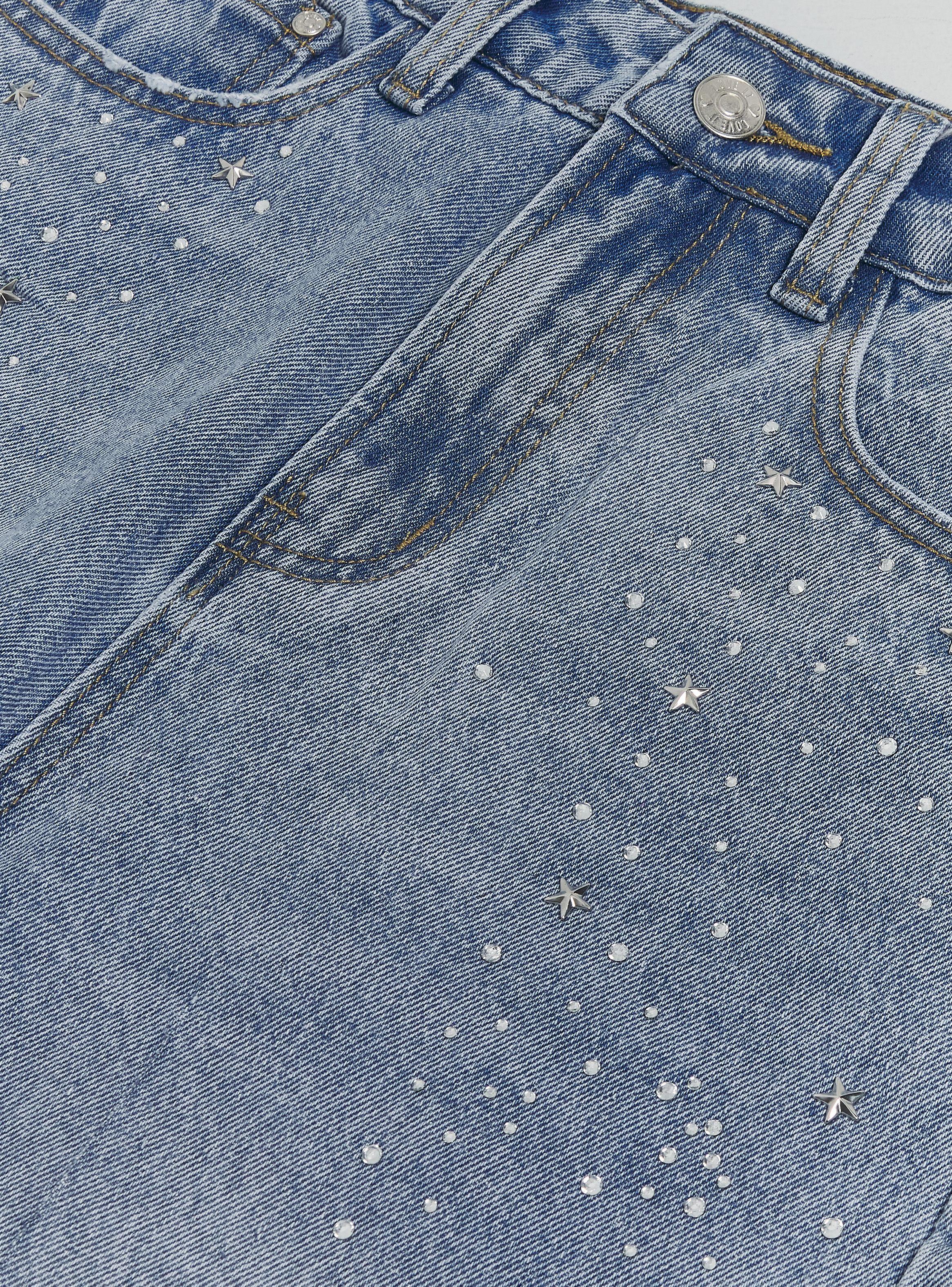 Jeans Lavado con Detalles Brillantes Adelante-4