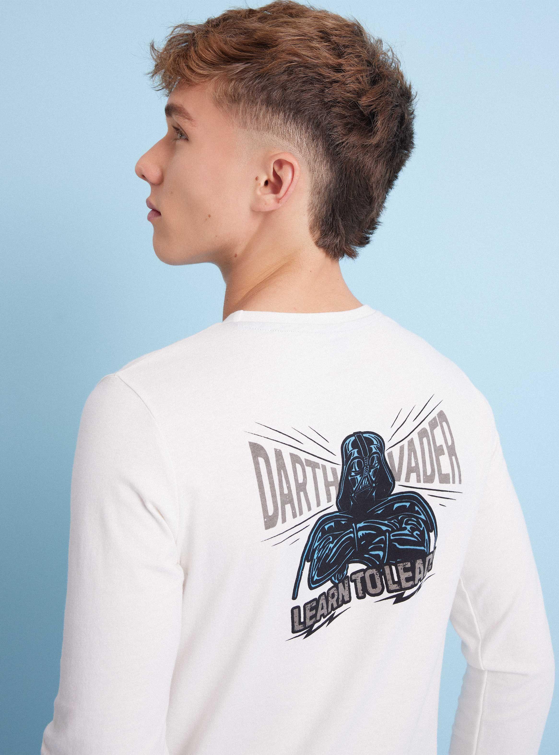 Polera Algodón Color Blanco Estampado Darth Vader-1