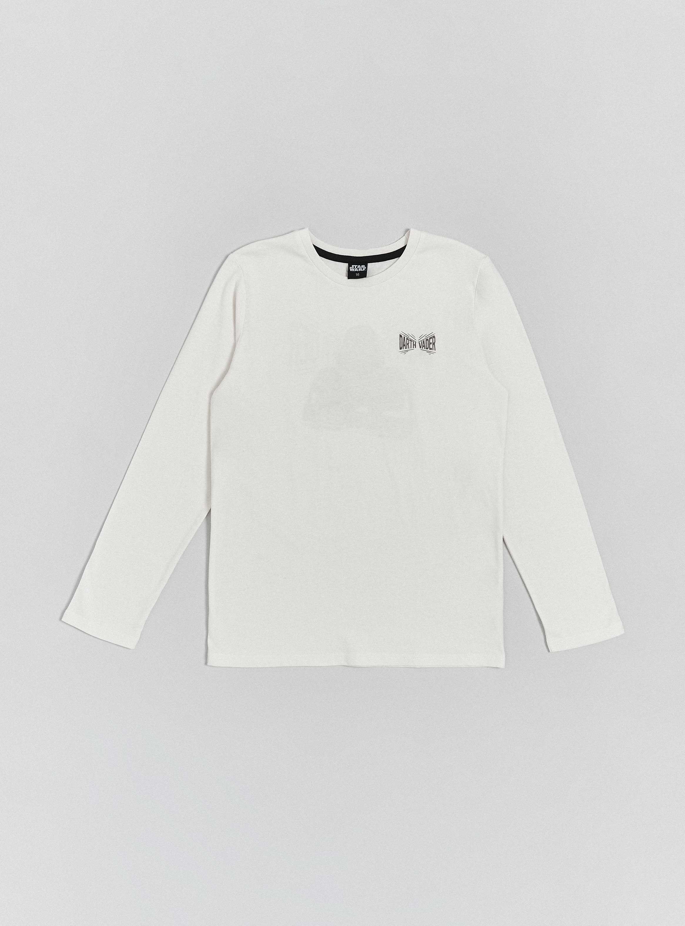 Polera Algodón Color Blanco Estampado Darth Vader-2