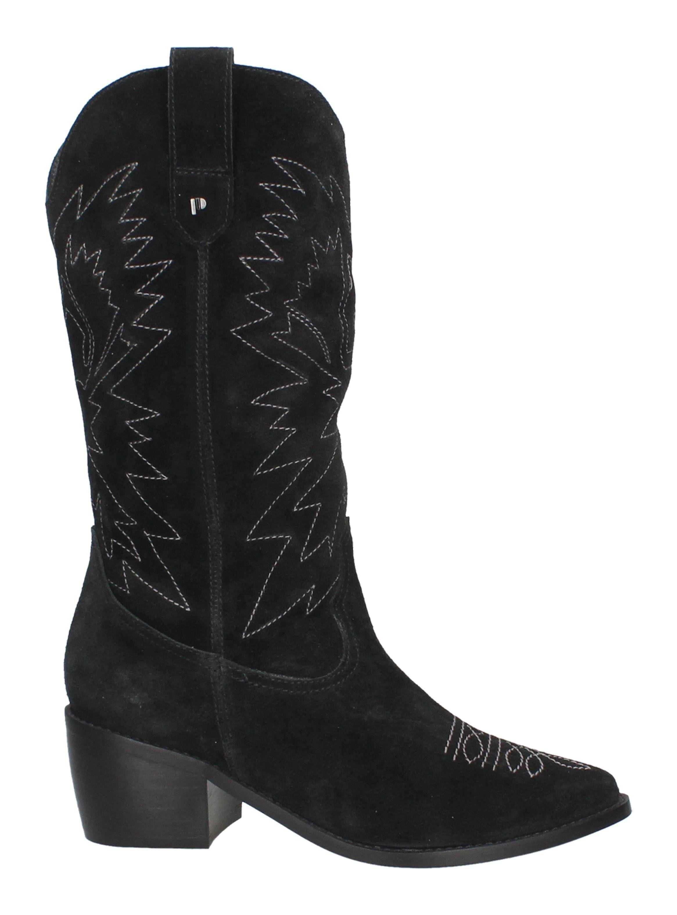 Bota Vaquera H205 Cuero Taco Cuadrado Mujer-0