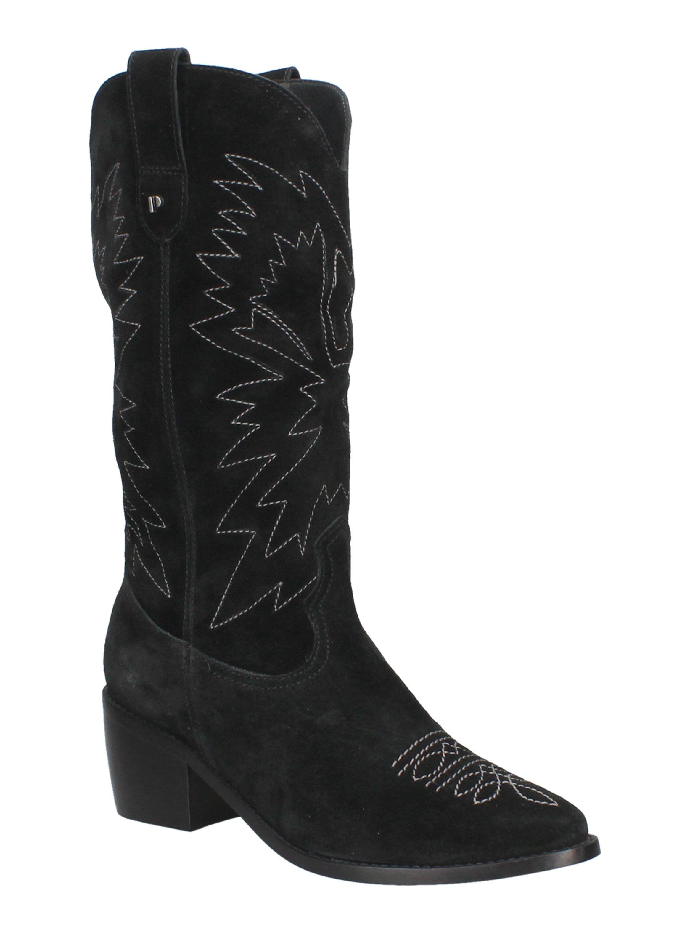 Bota Vaquera H205 Cuero Taco Cuadrado Mujer-1