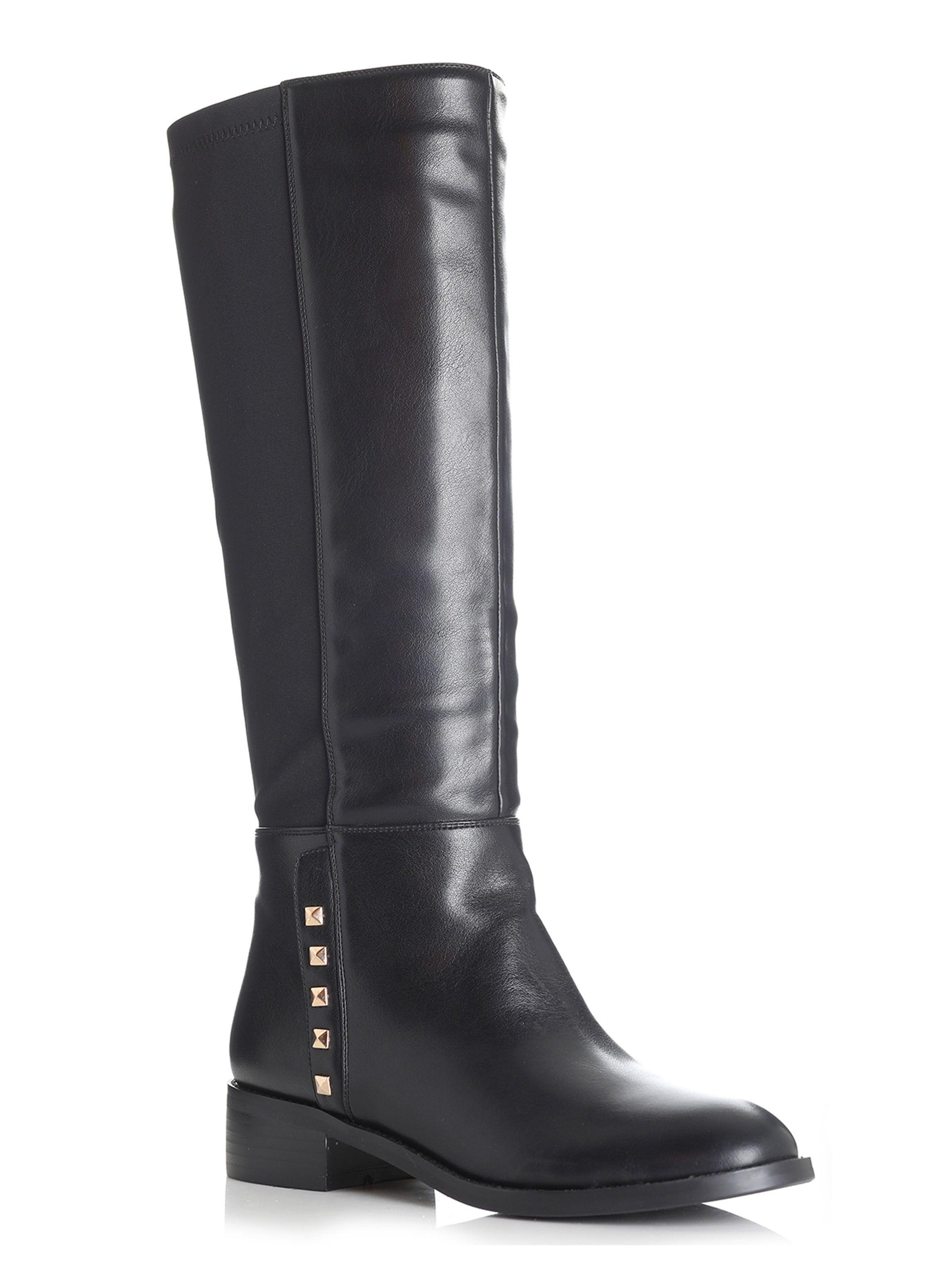 Bota Alta Cuadradas Tachas Mujer-1