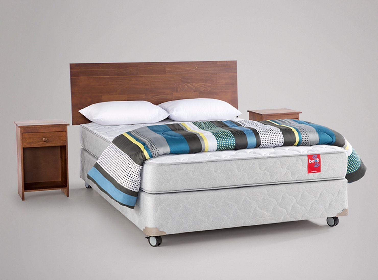 Box Americano Beat 2 Plazas Base Dividida + Set Tabor + Plumón y Almohadas-0