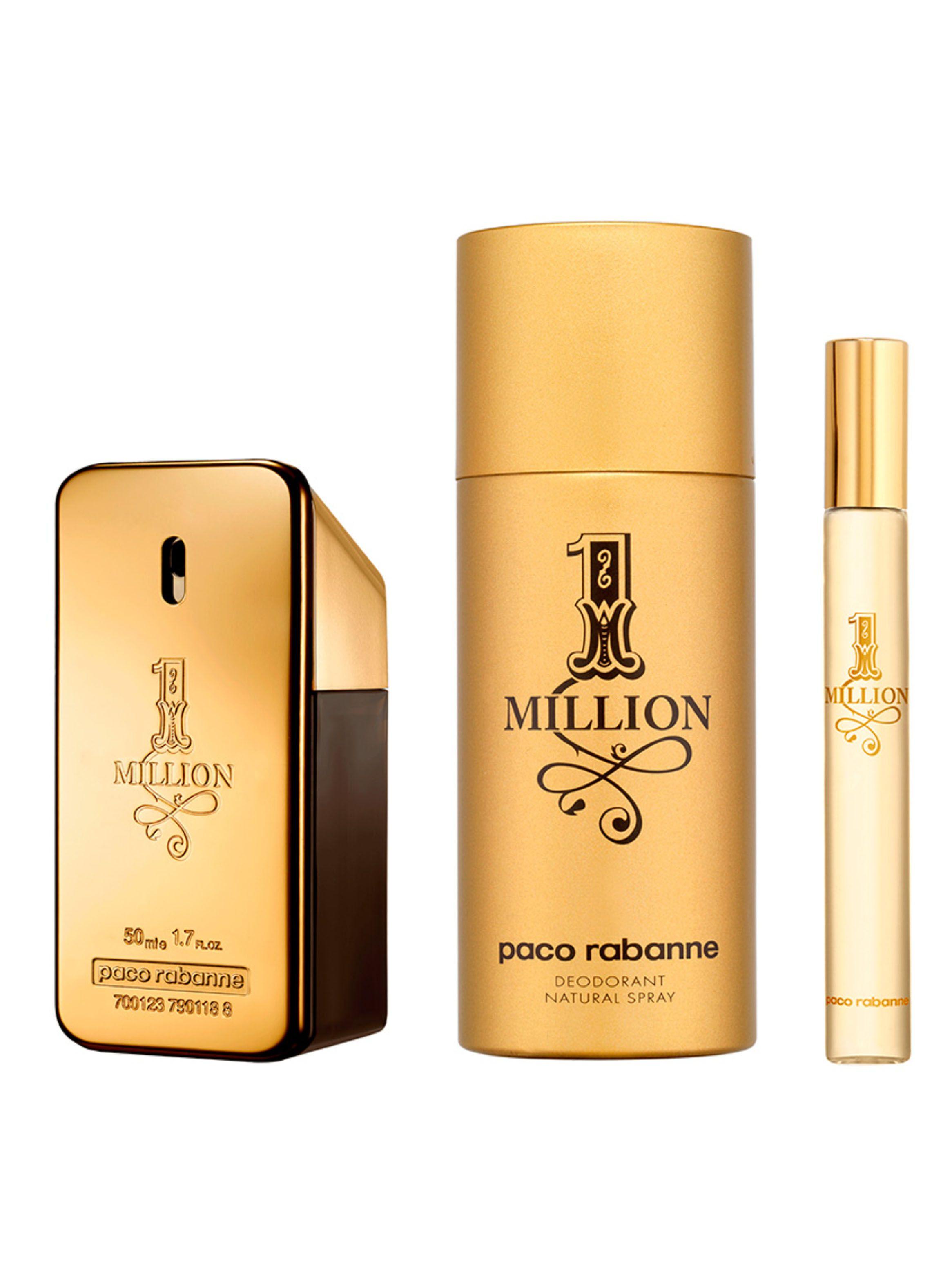 Set Perfume Paco Rabanne 1 Million EDT Hombre 50 ml + Desodorante 150 ml + Megaspritzer 10 ml-0