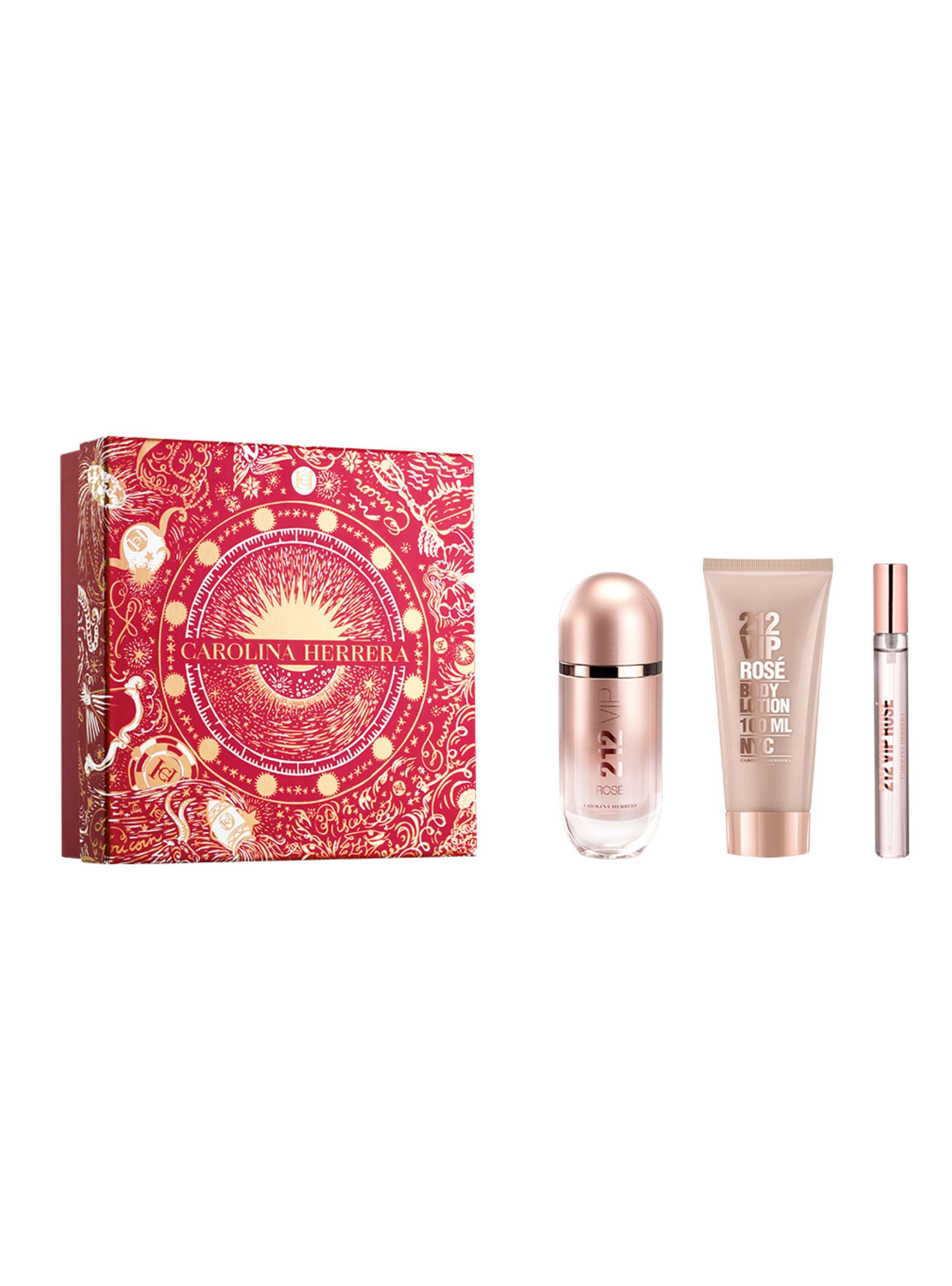 Set Perfume Carolina Herrera 212 Vip Rosé EDP 80 ml + Body Lotion 100 ml + Megaspritzer-1