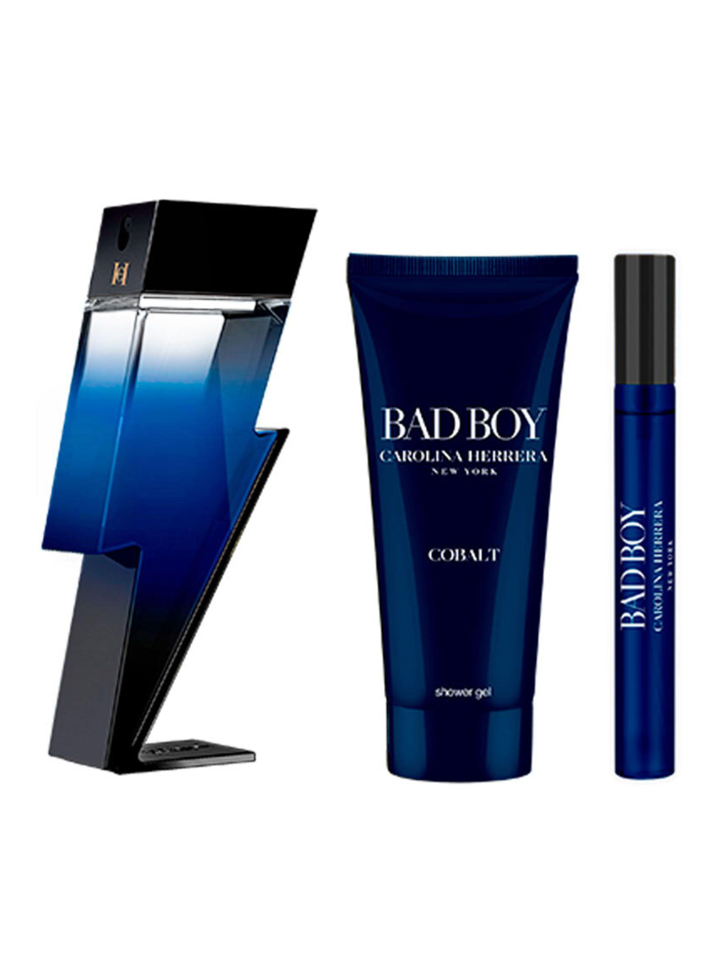 Set Perfume Carolina Herrera Bad Boy Cobalt EDP Hombre 100 ml + Shower Gel 100 ml + Megaspritzer-0