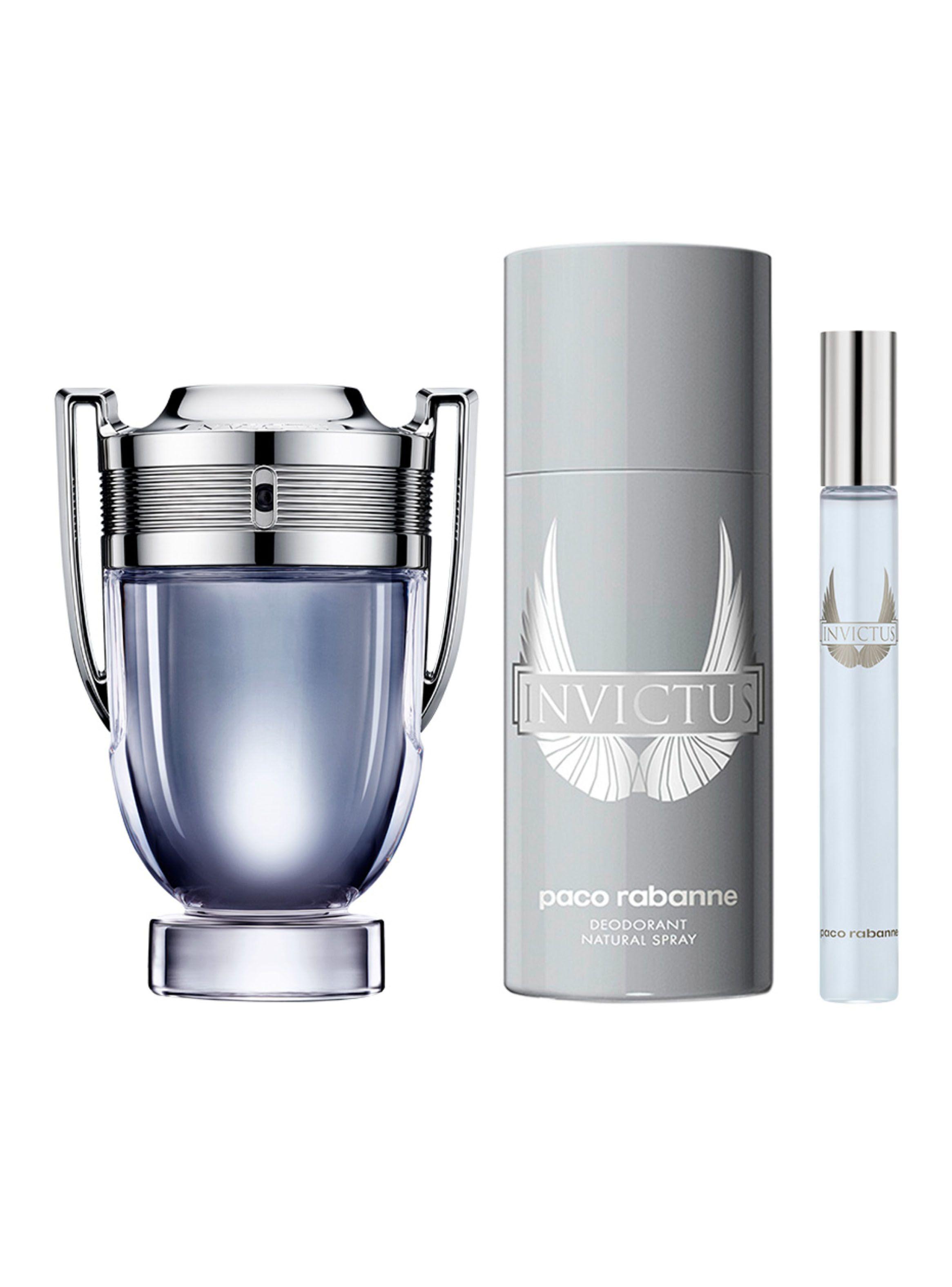 Set Perfume Paco Rabanne Invictus EDT Hombre 100 ml + Desodorante + Megaspritzer 10 ml-0