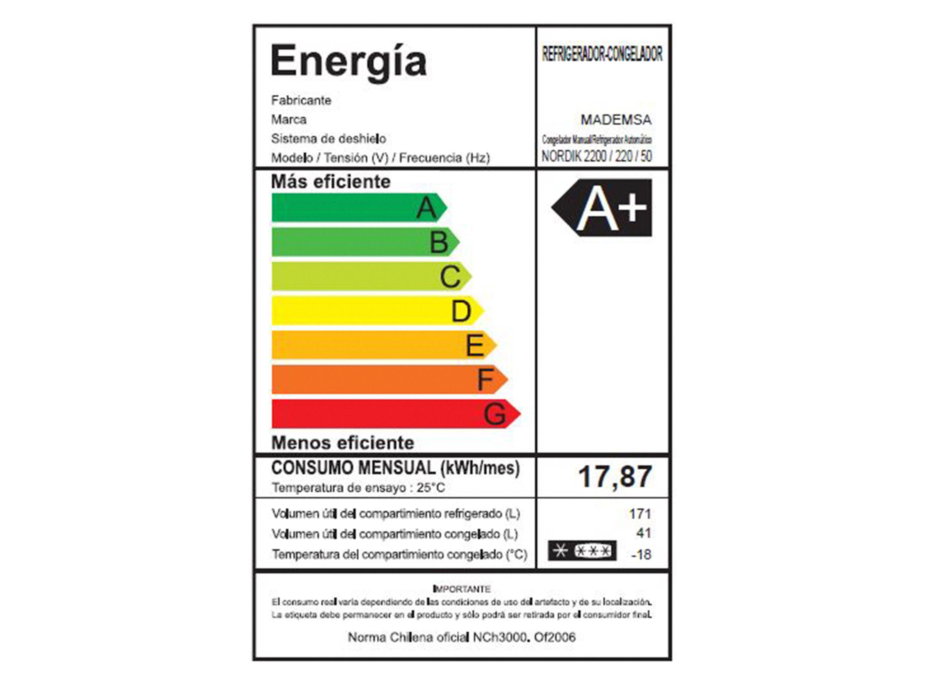 Refrigerador Mademsa Frío Directo 212 Litros NORDIK 2200-3