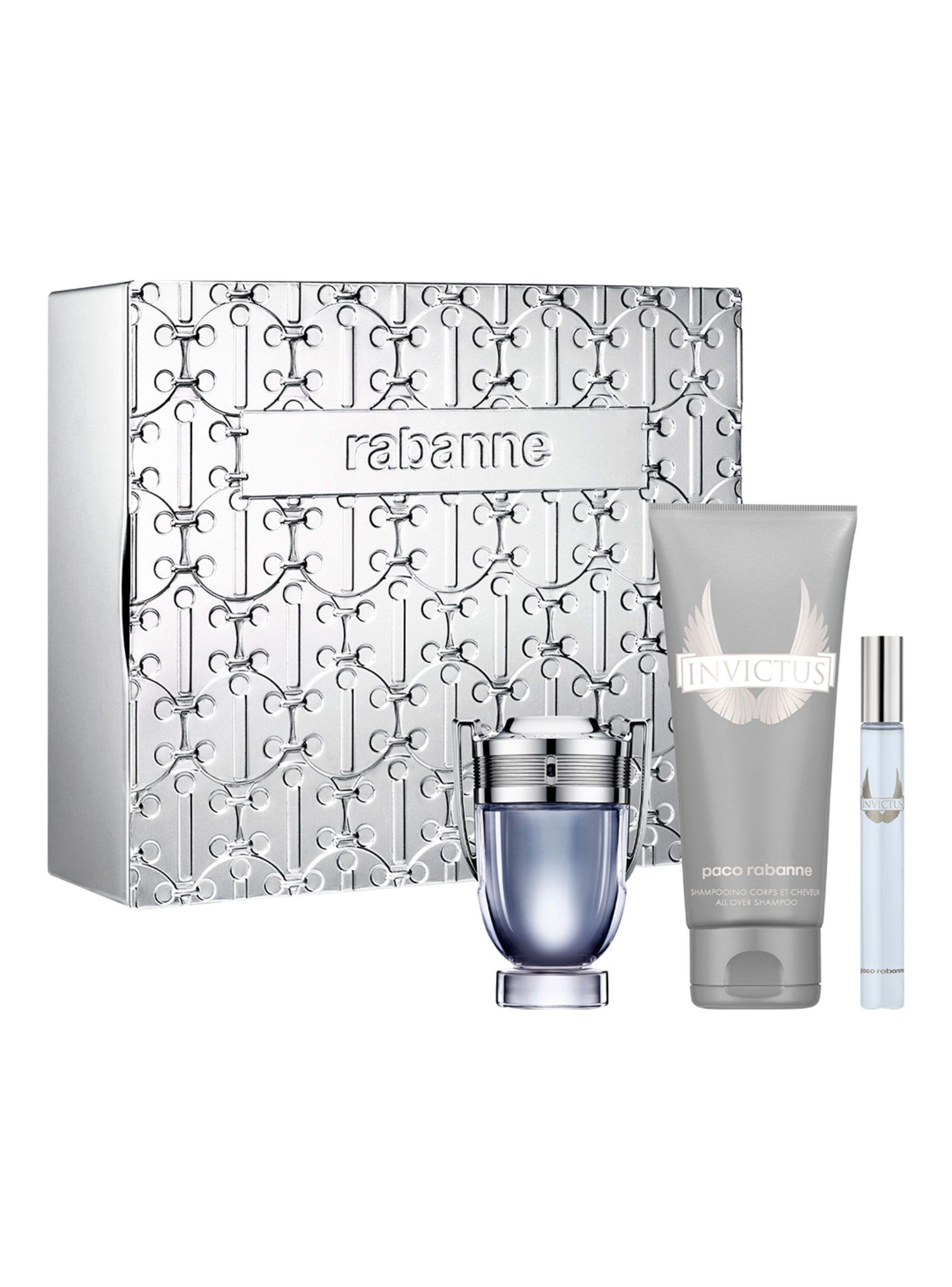 Set Perfume Invictus EDT Hombre 50 ml + Shower Gel 100 ml + Megaspritzer 10 ml Rabanne-1