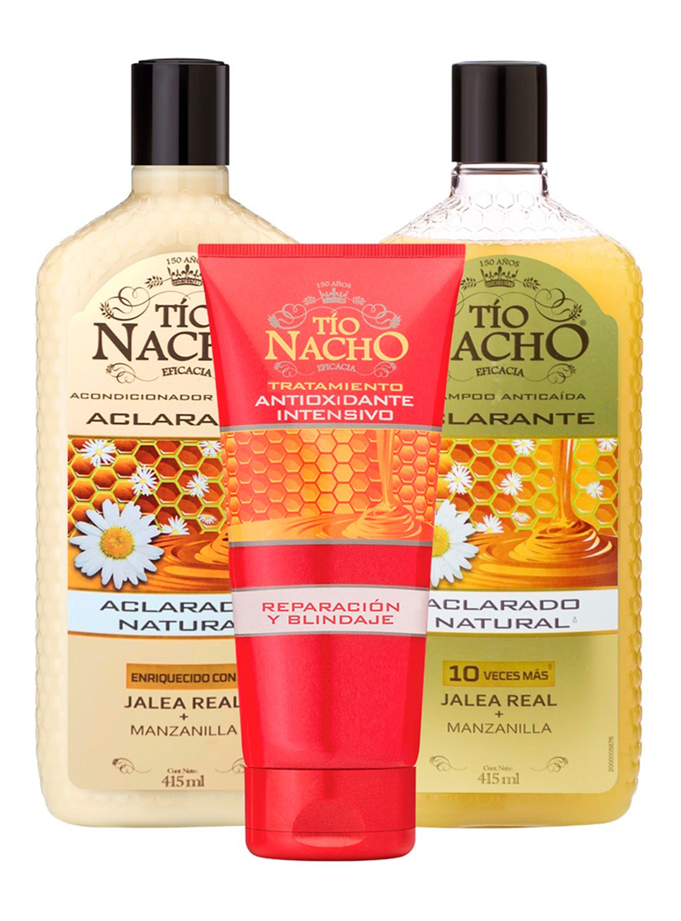 Shampoo Tío Nacho + Acondicionador Aclarante + Tratamiento Antioxidante-0