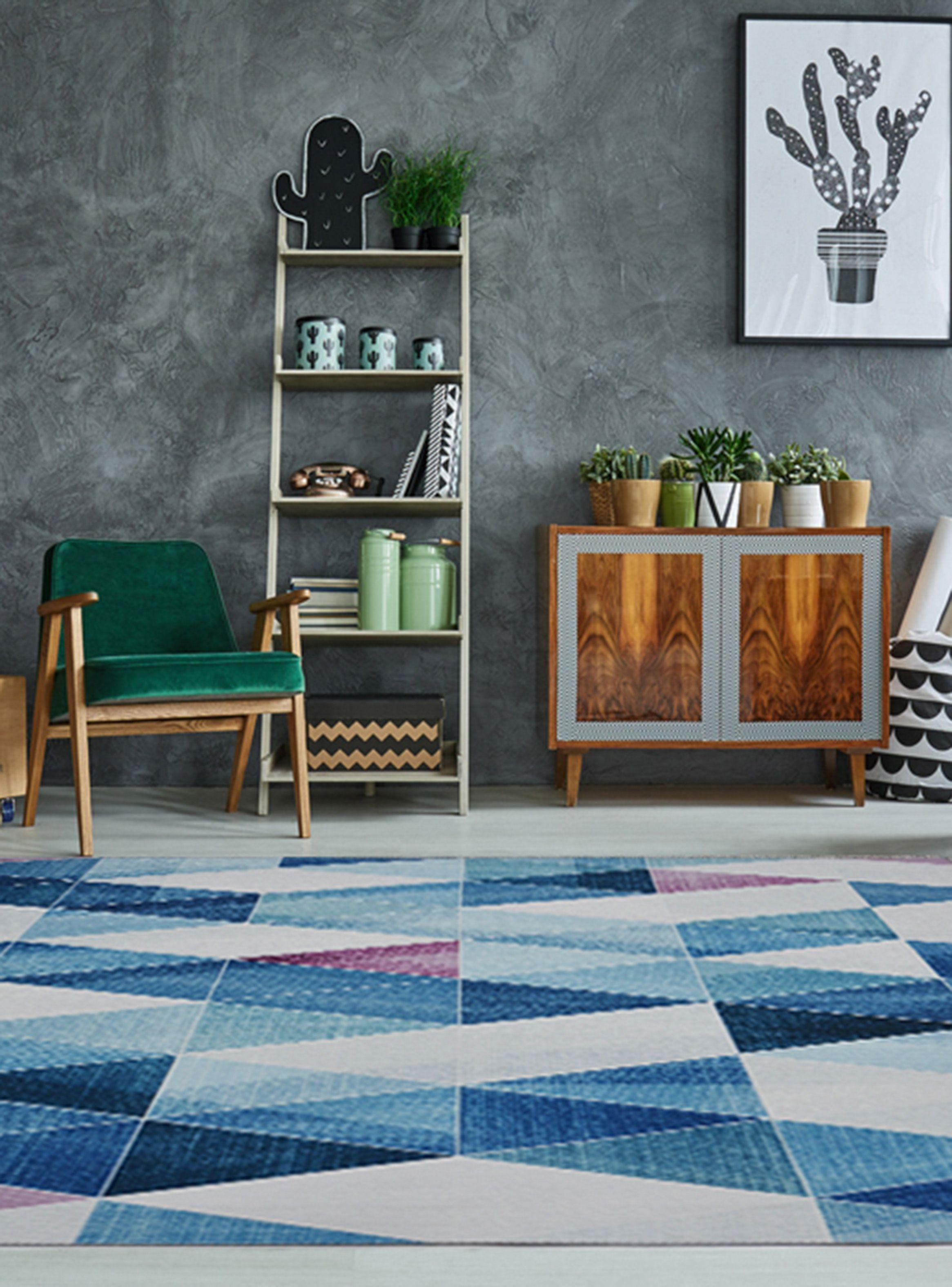 Alfombra Chenille Zentrum 200x280 cm Azul-2