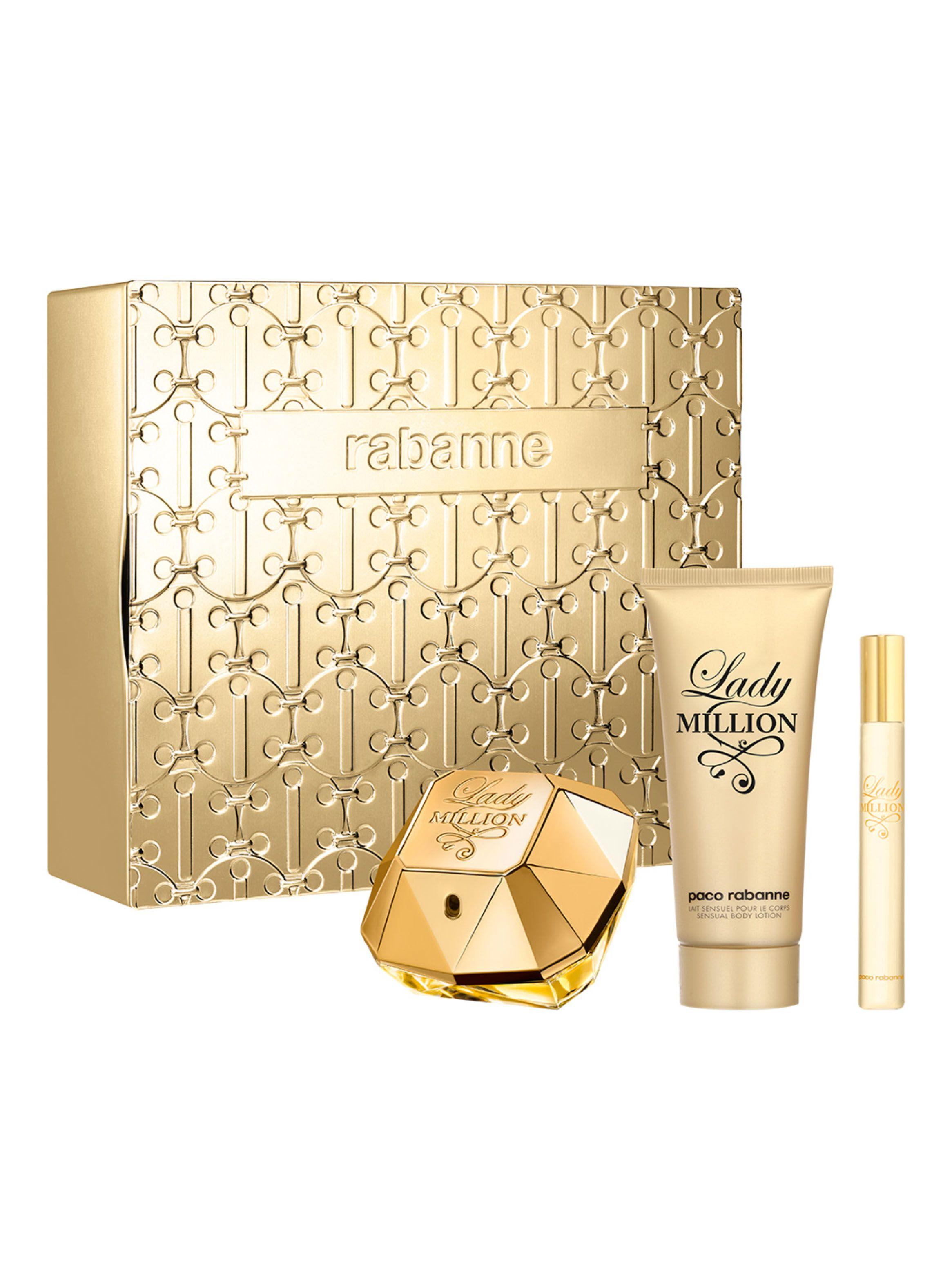 Set Perfume Rabanne Lady Million EDP Mujer 80 ml + Body Lotion 100 ml + Megaspritzer 10 ml-1