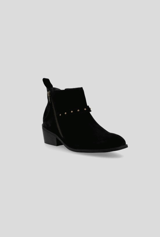 Botín Detalle en Tachas Metálicas Cuero Mujer-4