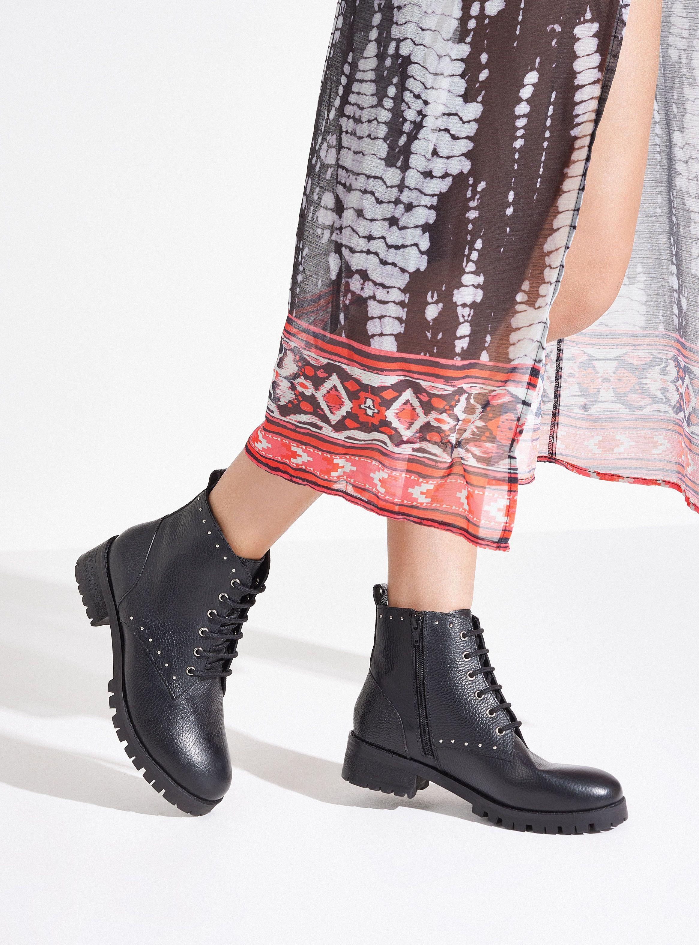 Botín Cuero con Cordones Mujer-0