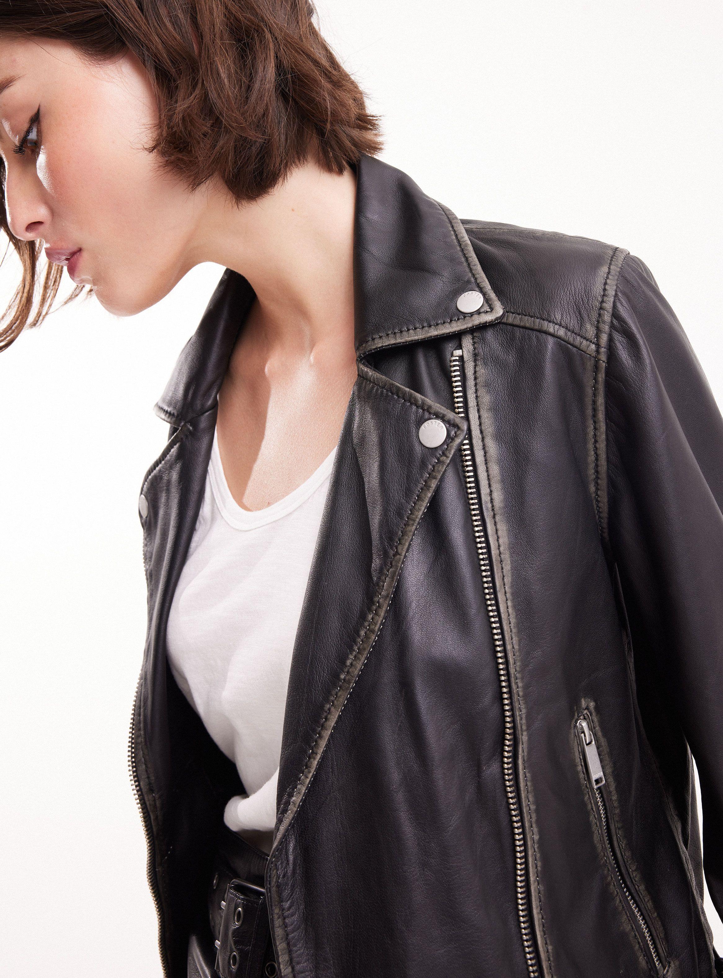 Chaqueta Biker Cuero Lavado-4