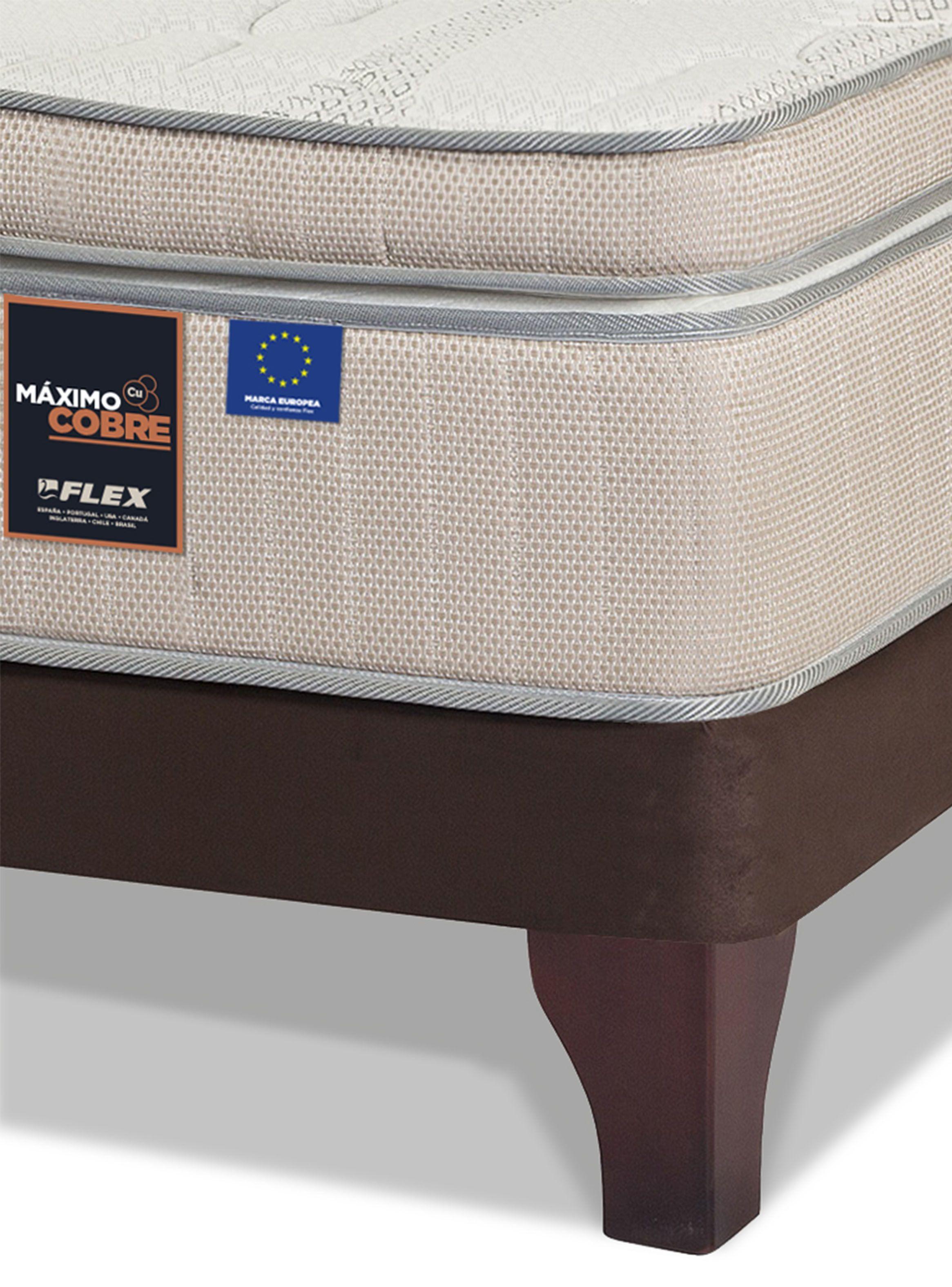 Cama Europea Máximo Cobre King + Respaldo Chocolate + Velador Atenas-2