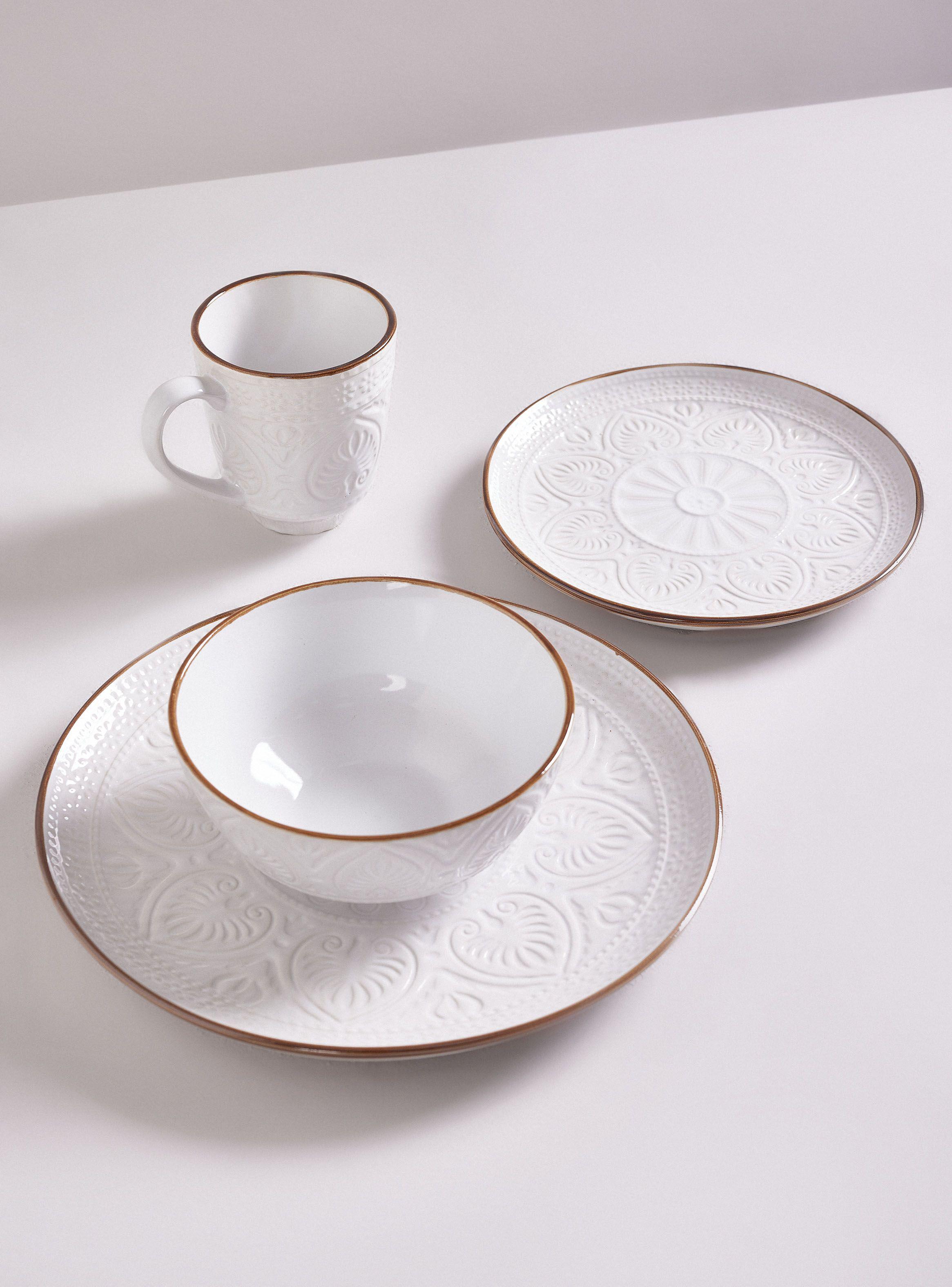 Set Vajilla 24 Piezas Crema Cerámica-2
