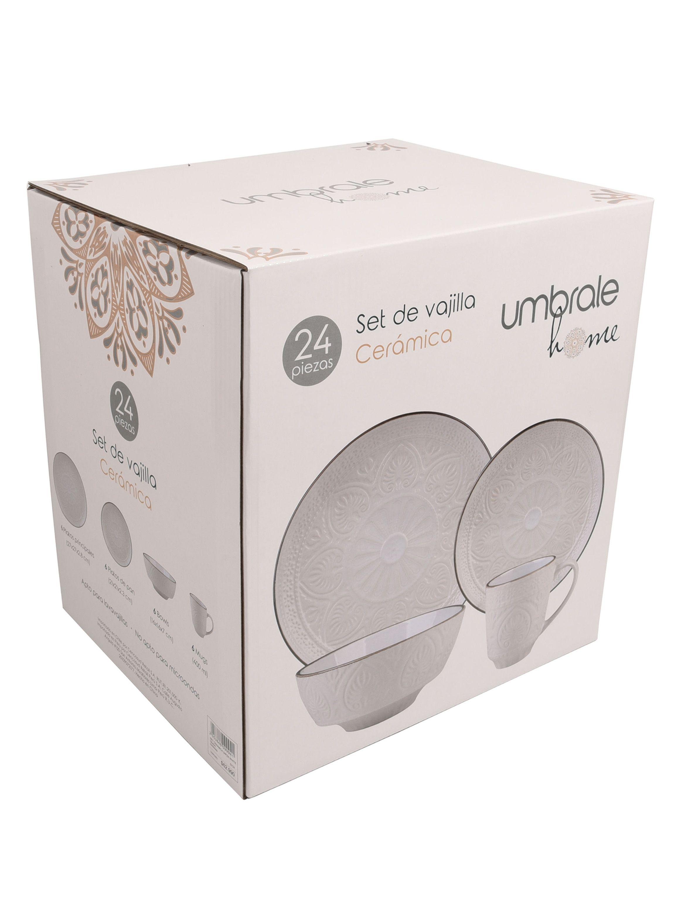 Set Vajilla 24 Piezas Crema Cerámica-3