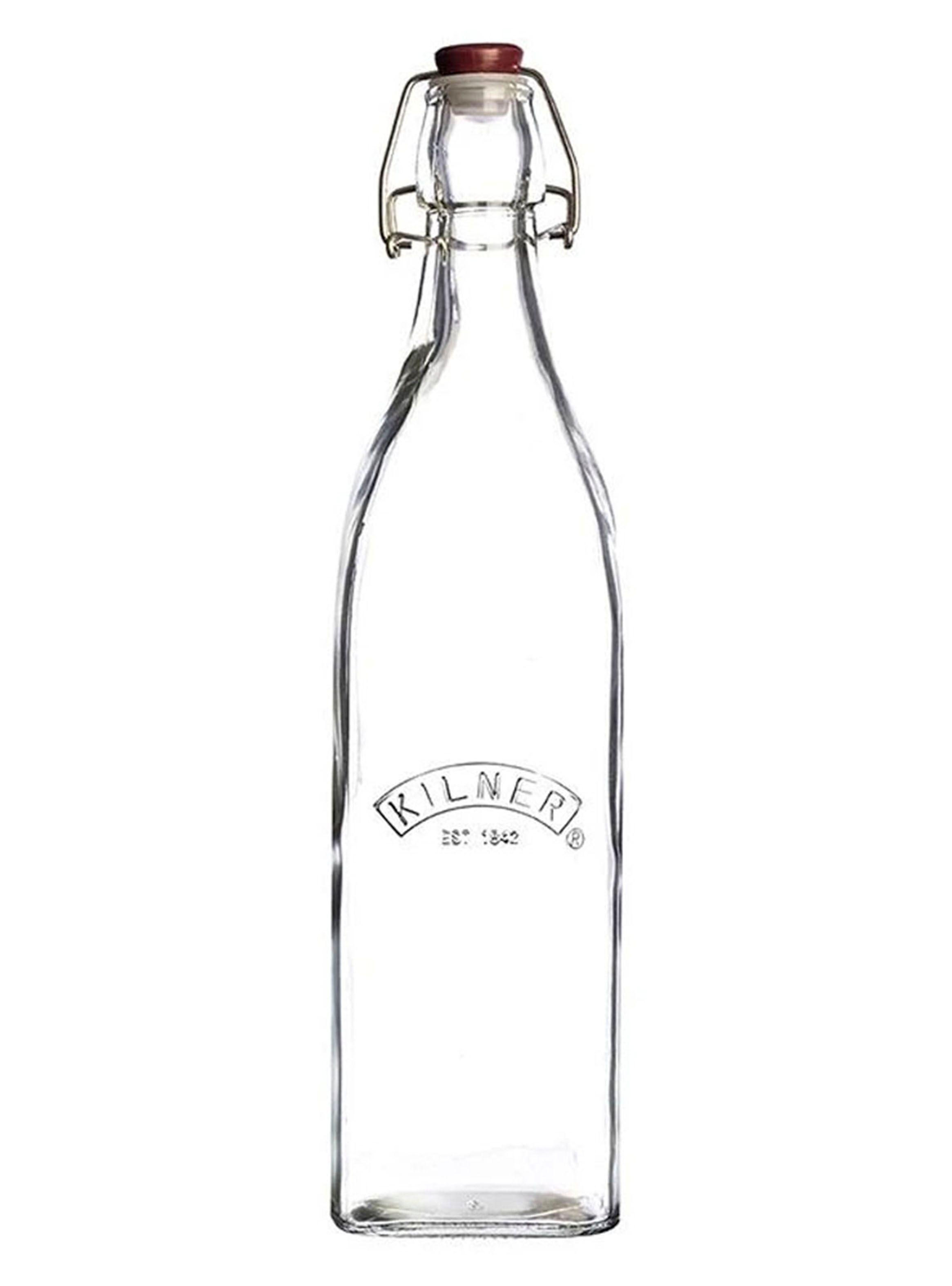 Botella de Vidrio Tapa Café y Cierre Clip 1 Litro-0