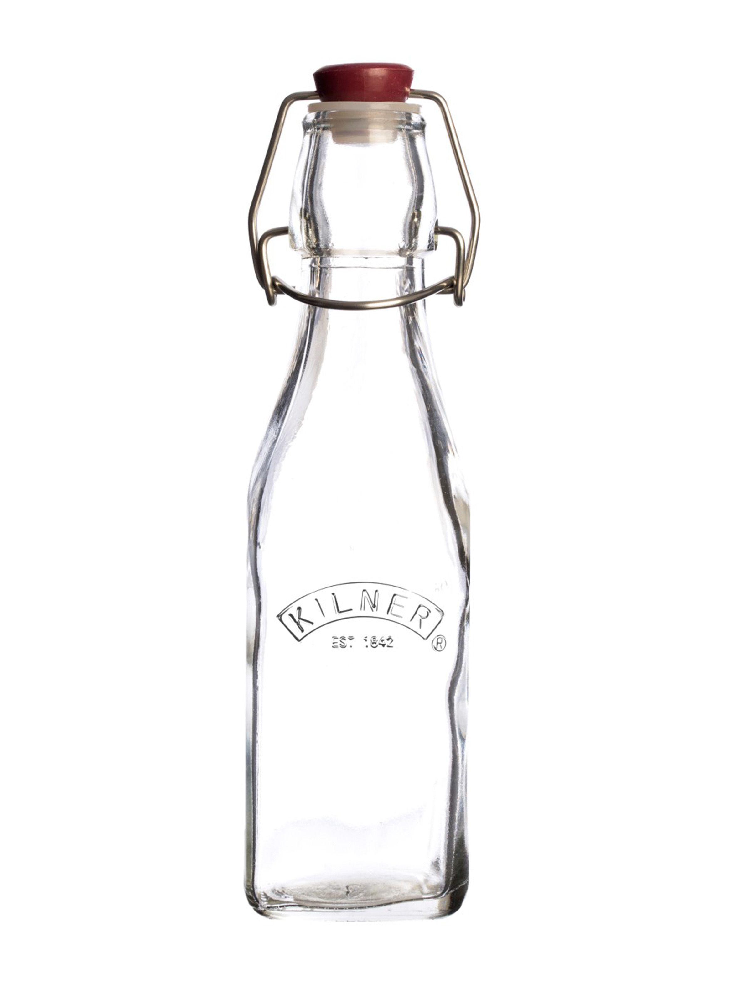 Botella de Vidrio con Tapa Roja y Cierre Clip 250 ml Kilner-0