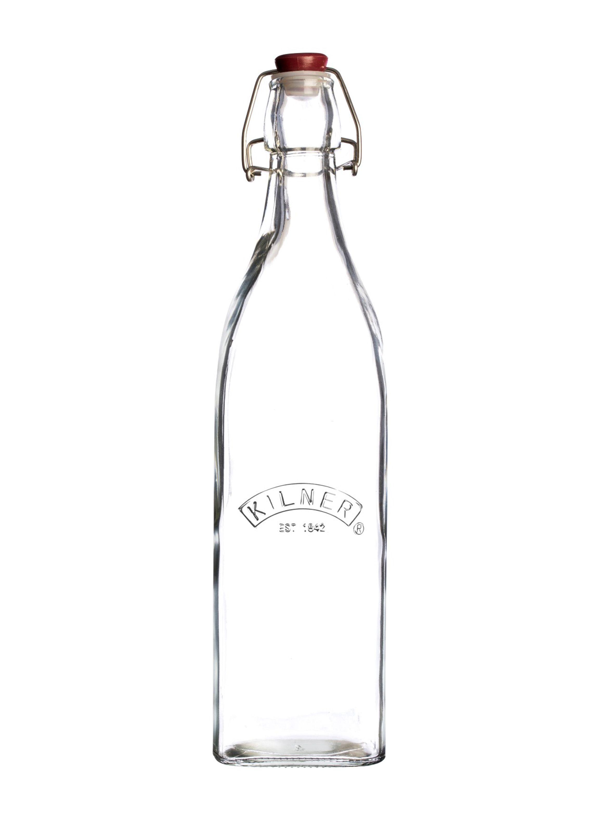 Botella de Vidrio con Tapa Roja y Cierre Clip 550 ml Kilner-0