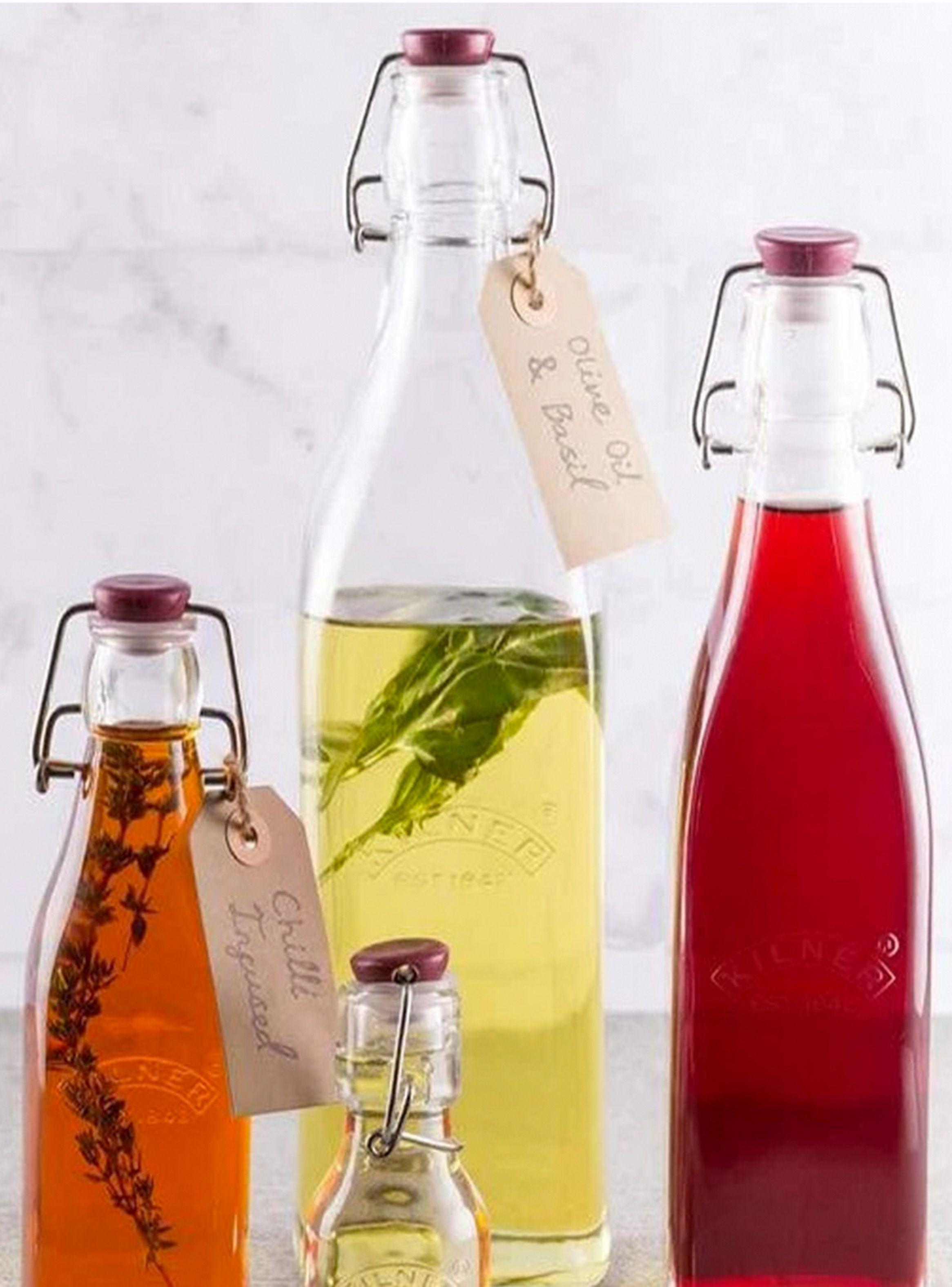 Botella de Vidrio con Tapa Roja y Cierre Clip 1000 ml Kilner-1